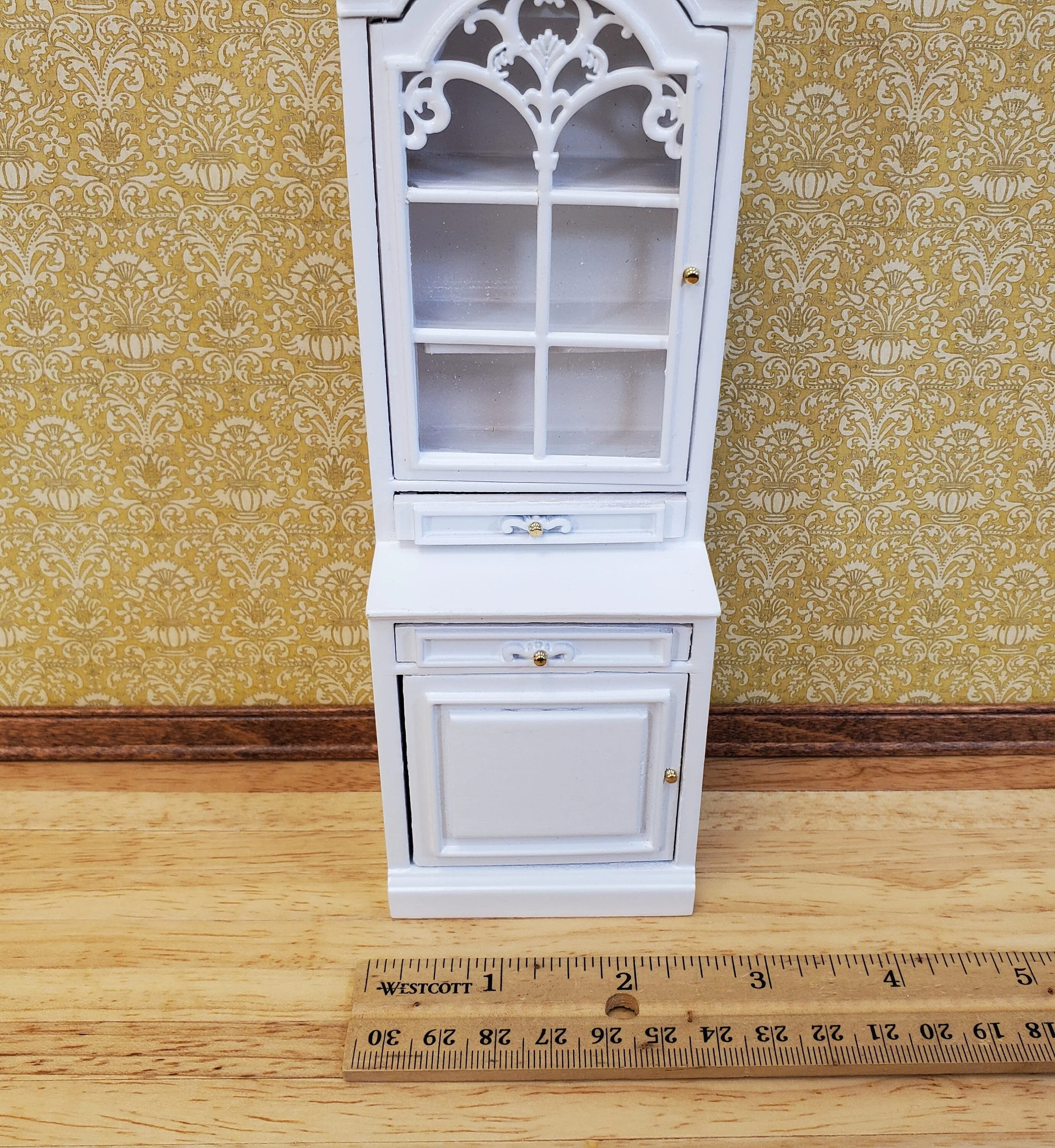 Dollhouse Cabinet Hutch Kitchen or Living Room White Finish 1:12 Scale Miniature Furniture - Image 5