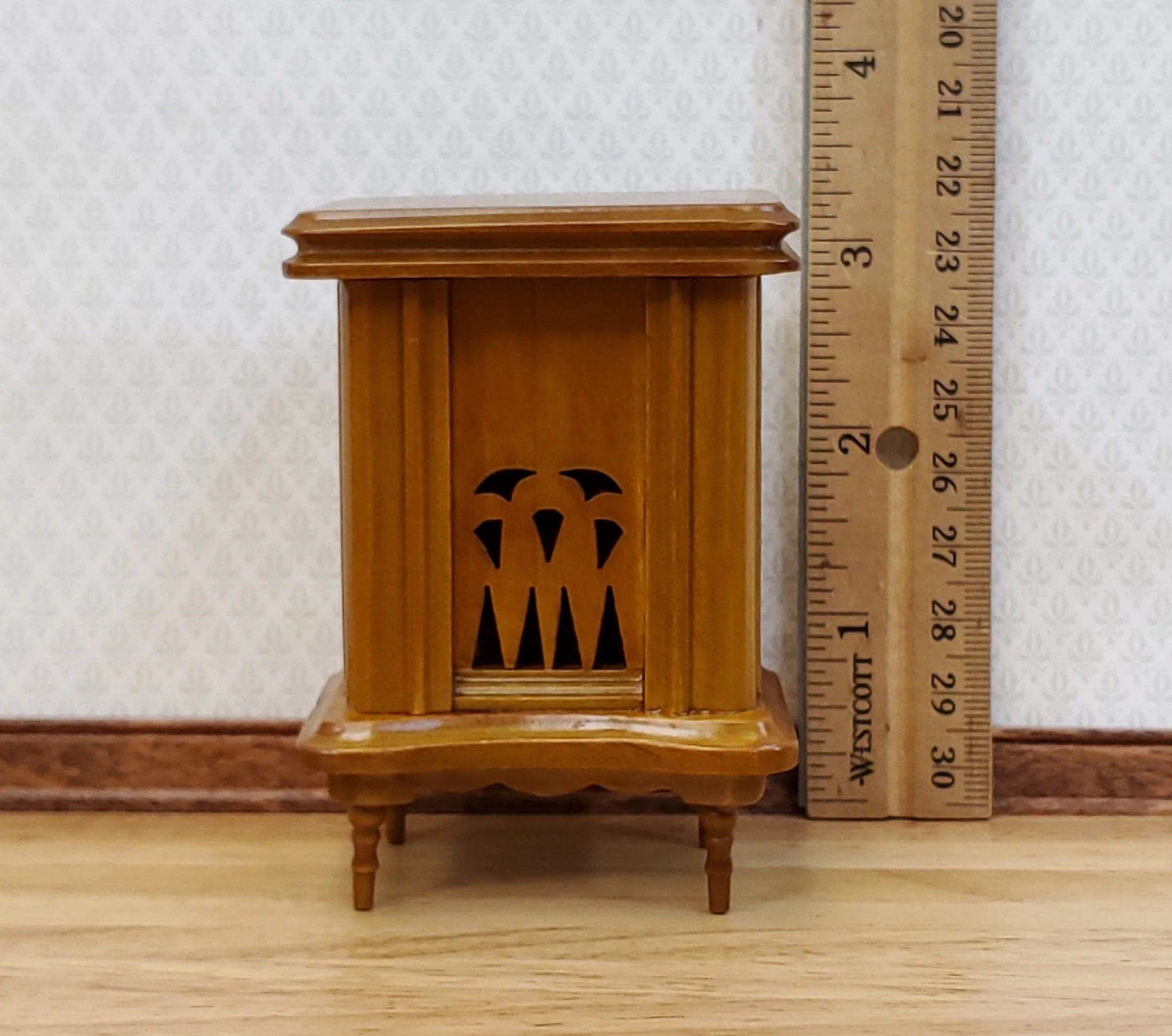 Dollhouse Cabinet Radio Vintage Style Wood Walnut Finish 1:12 Scale Miniature - Image 5