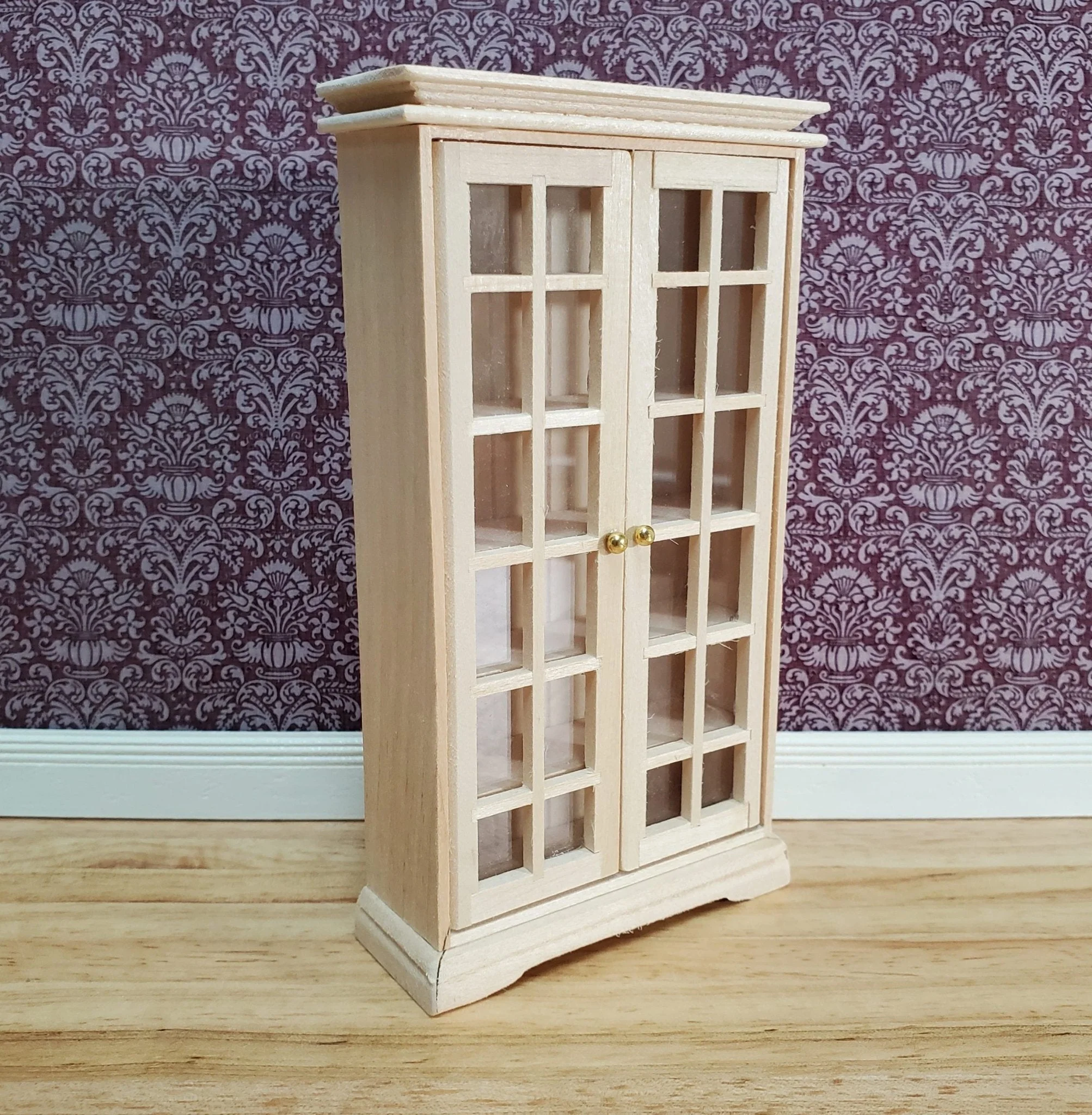 Dollhouse Cabinet with Doors Small Profile 1:12 Scale Miniature Furniture Unpainted - Image 2