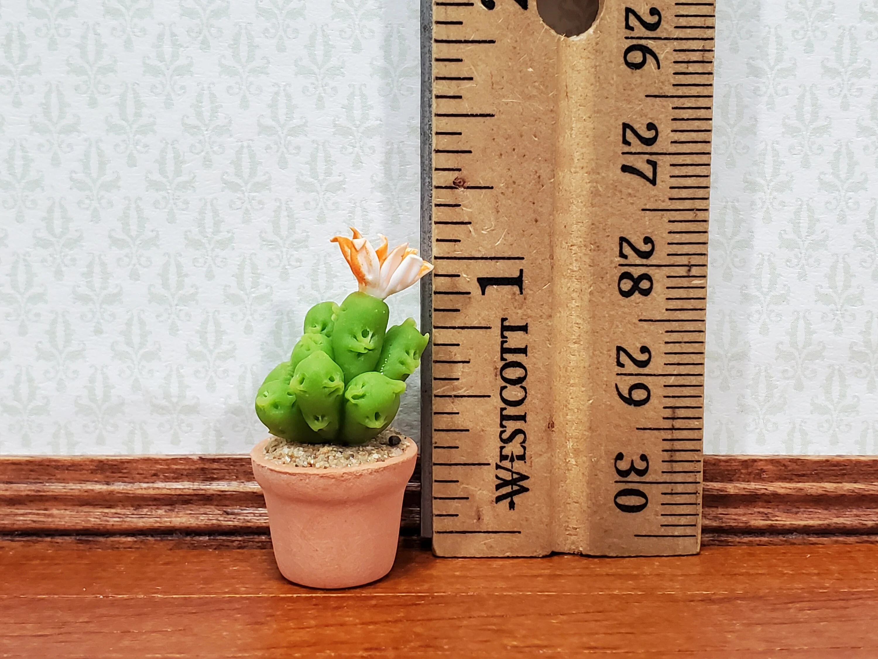 Dollhouse Cactus Flowering Plant in a Terra Cotta Planter 1:12 Scale Miniature Decor - Image 3