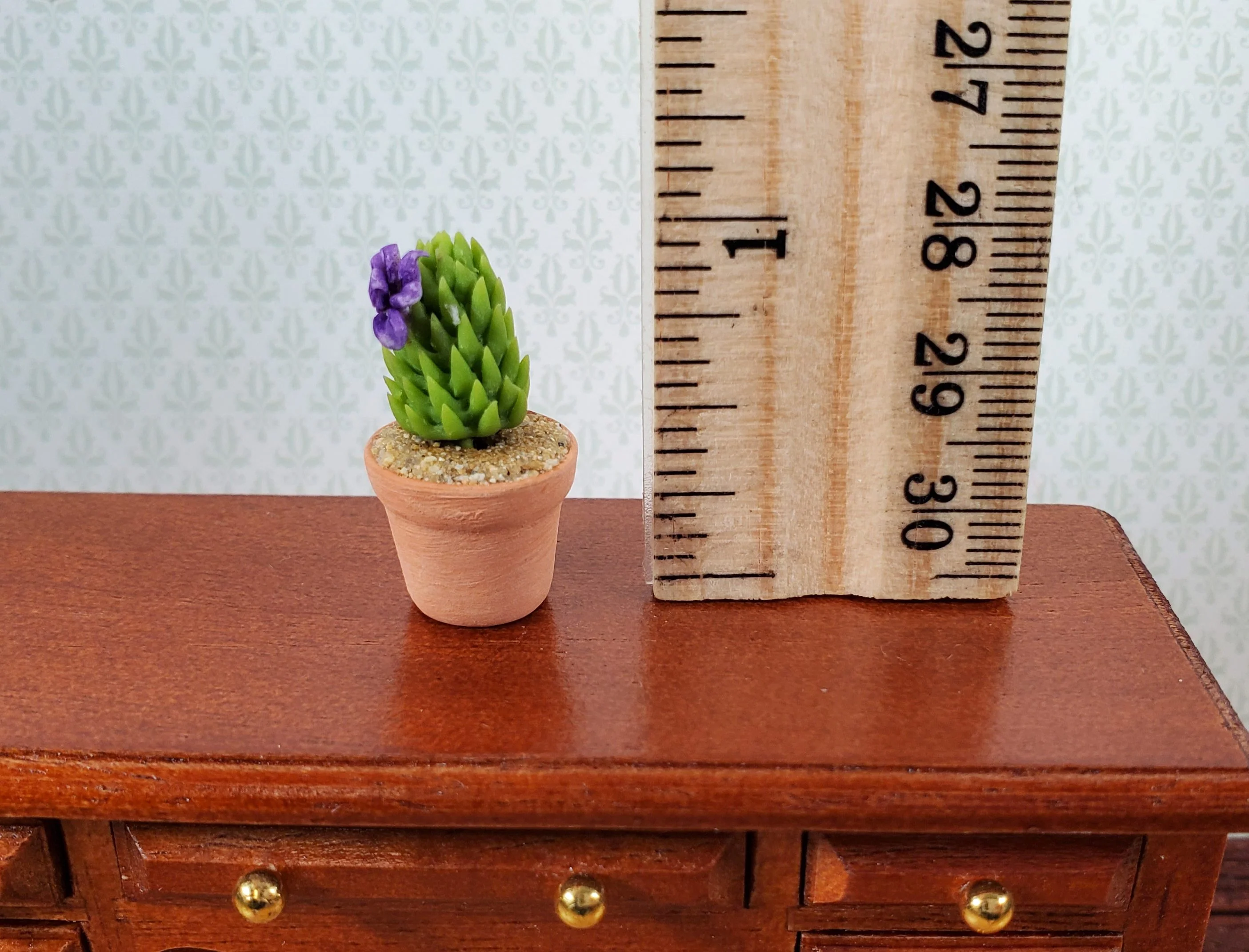 Dollhouse Cactus Purple Flowering Plant in a Terra Cotta Planter 1:12 Scale Miniature - Image 4