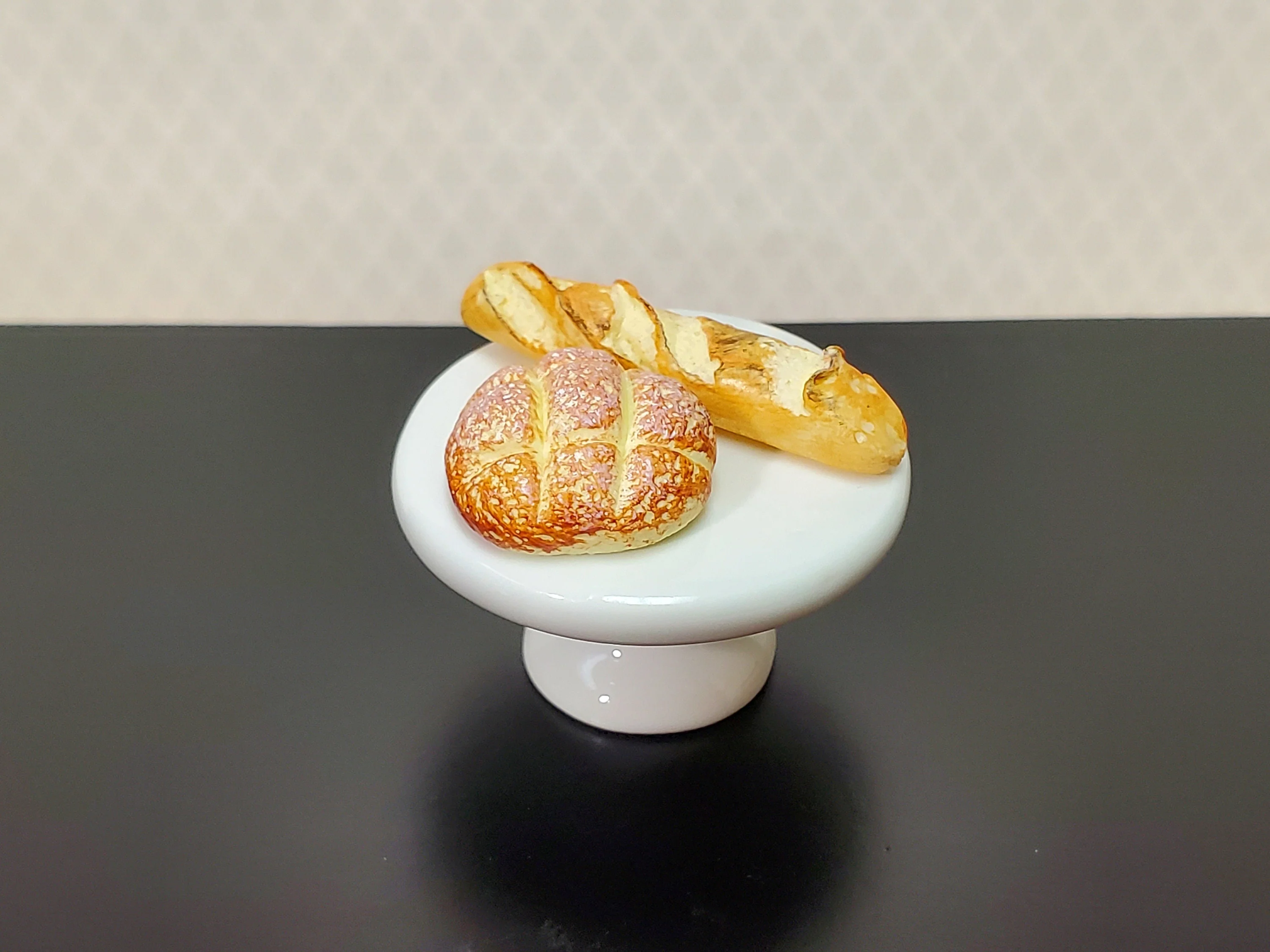 Dollhouse Cake Stand Platter All White Ceramic 1:12 Scale Miniatures Dishes - Image 4