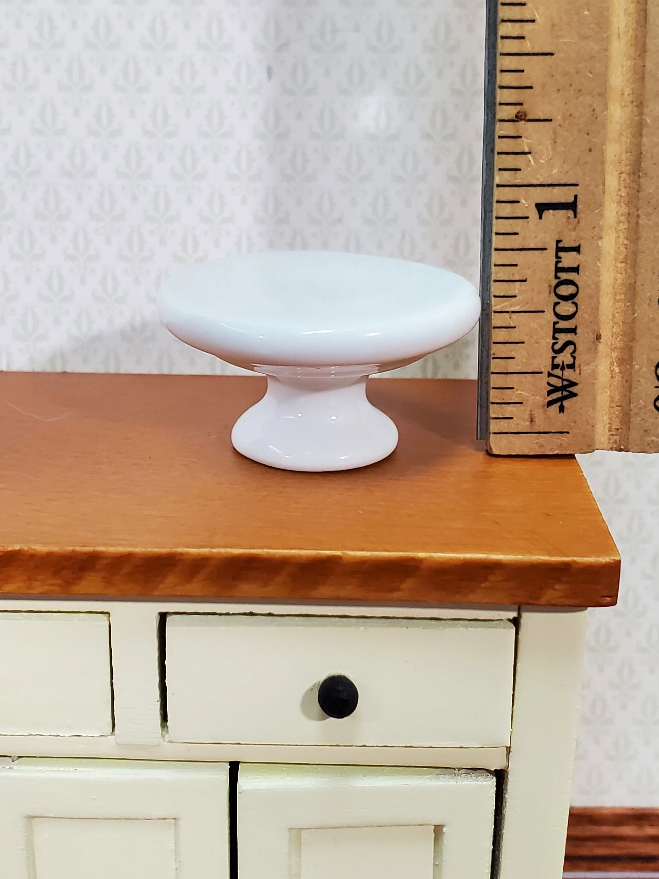 Dollhouse Cake Stand Platter All White Ceramic 1:12 Scale Miniatures Dishes - Image 6