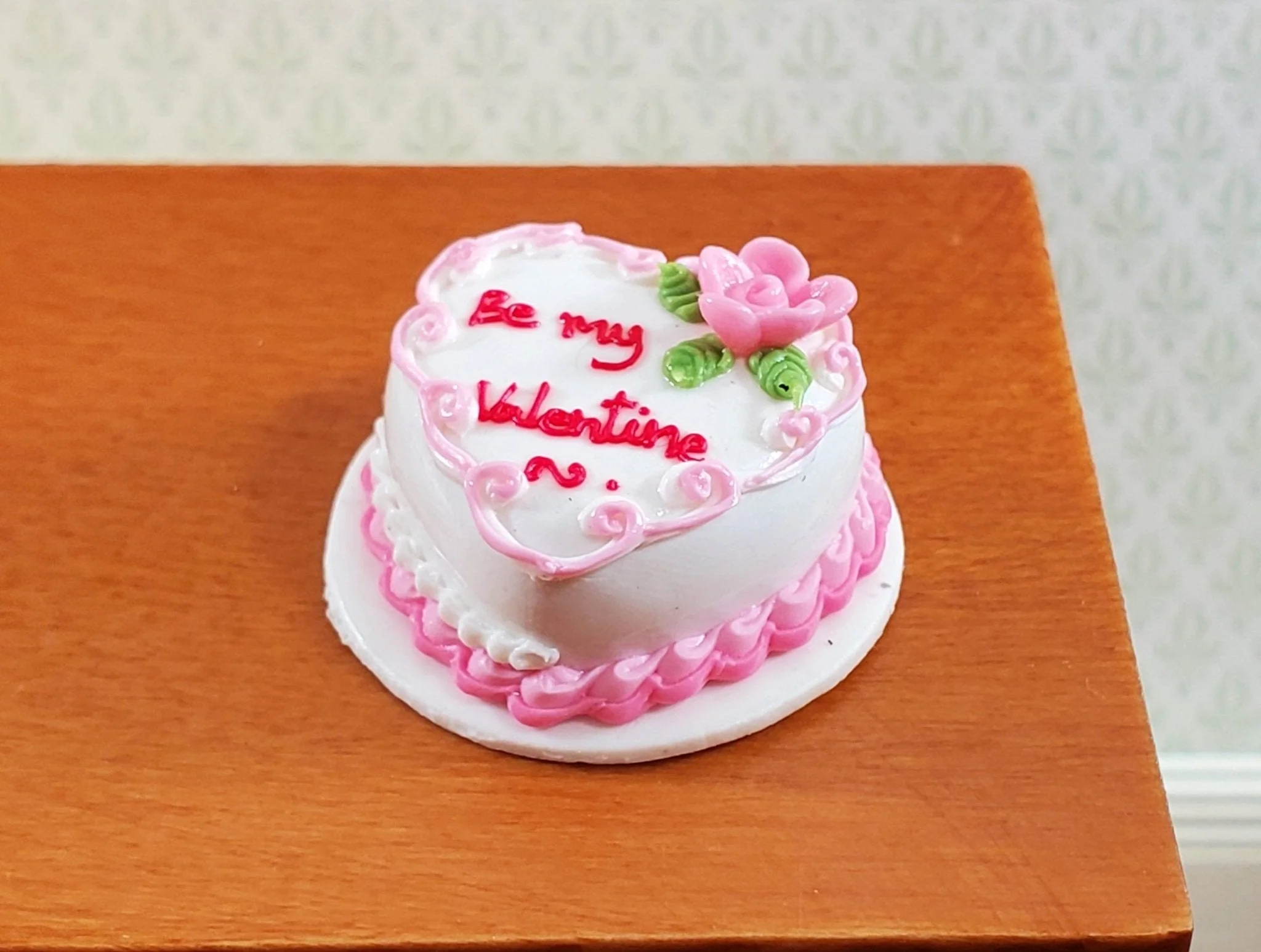Dollhouse Cake Valentines Day Heart Shaped 1:12 Scale Miniature Dessert Food
