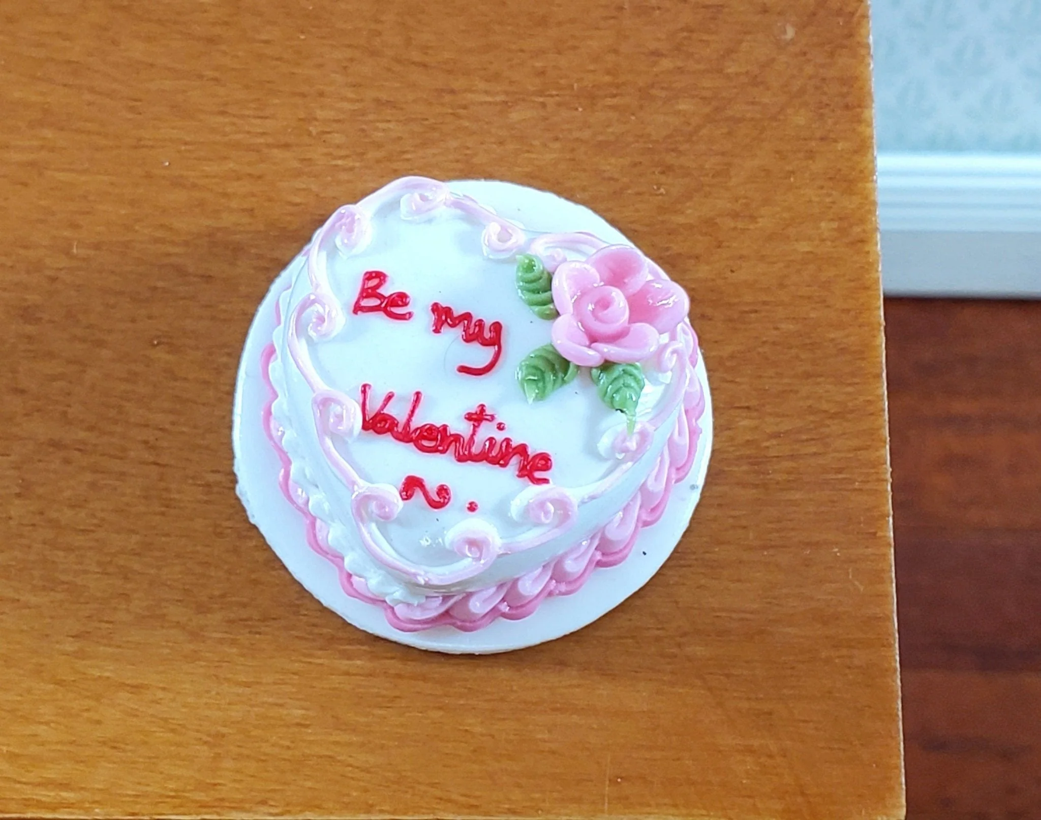 Dollhouse Cake Valentines Day Heart Shaped 1:12 Scale Miniature Dessert Food - Image 2