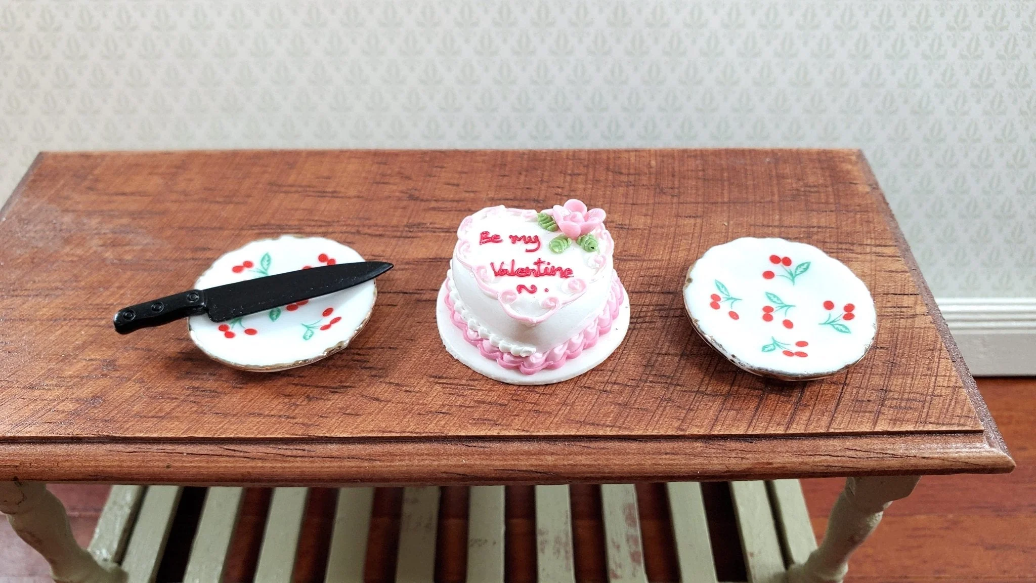 Dollhouse Cake Valentines Day Heart Shaped 1:12 Scale Miniature Dessert Food - Image 3