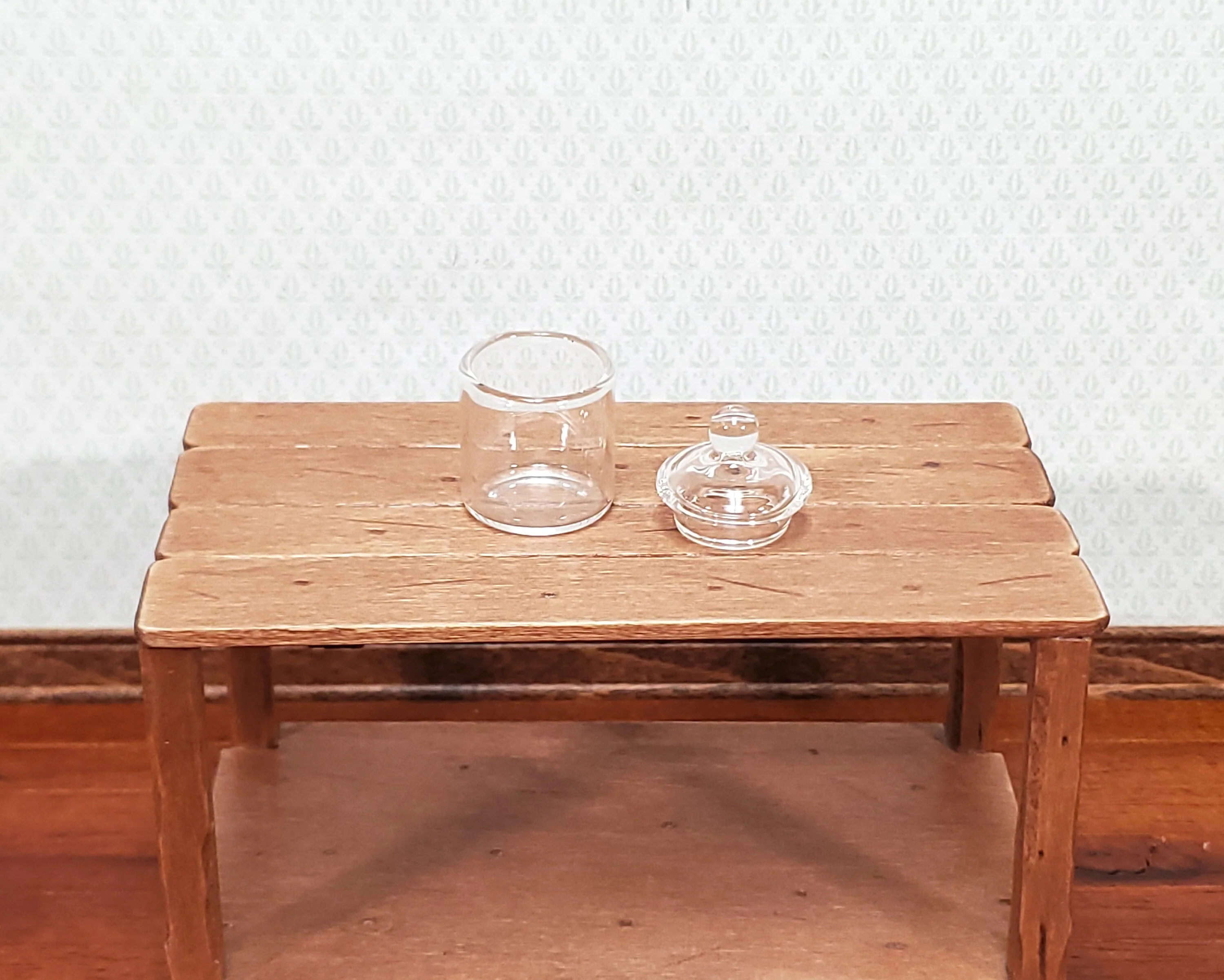 Dollhouse Candy Jar Empty Glass with Lid Short Wide for Miniature Shop or Kitchen - Image 3