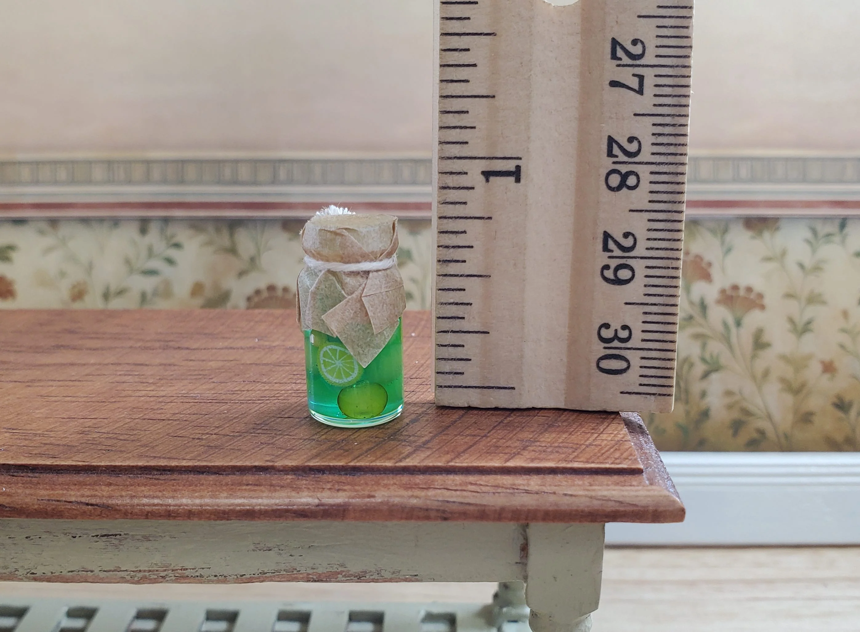 Dollhouse Canned Fruit in Glass Jar Green 1:12 Scale Miniature Kitchen Food - Image 3