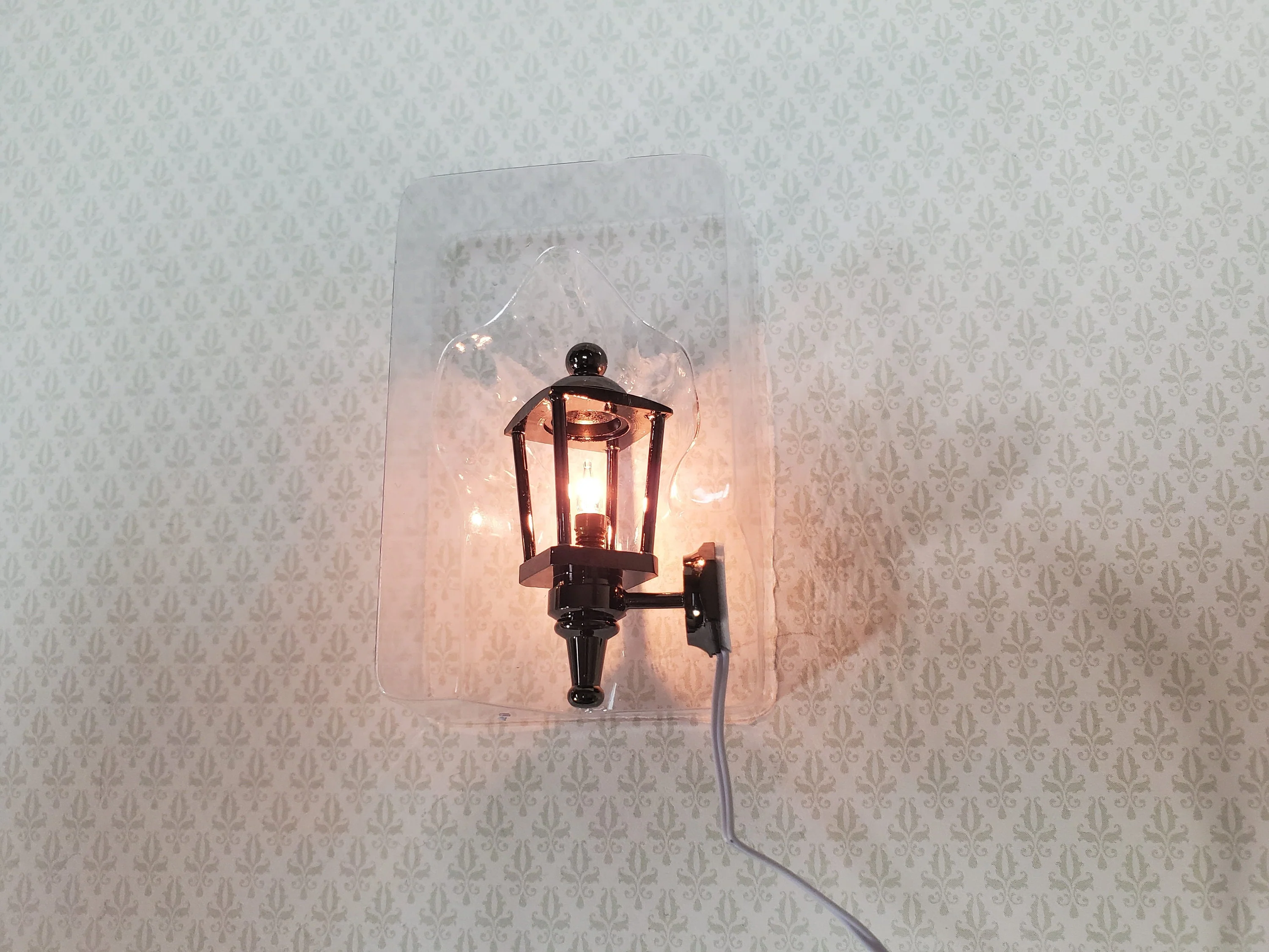 Dollhouse Carriage Coach Lamp Black Chrome 1:12 Scale 12 Volt with Plug Porch Light - Image 3