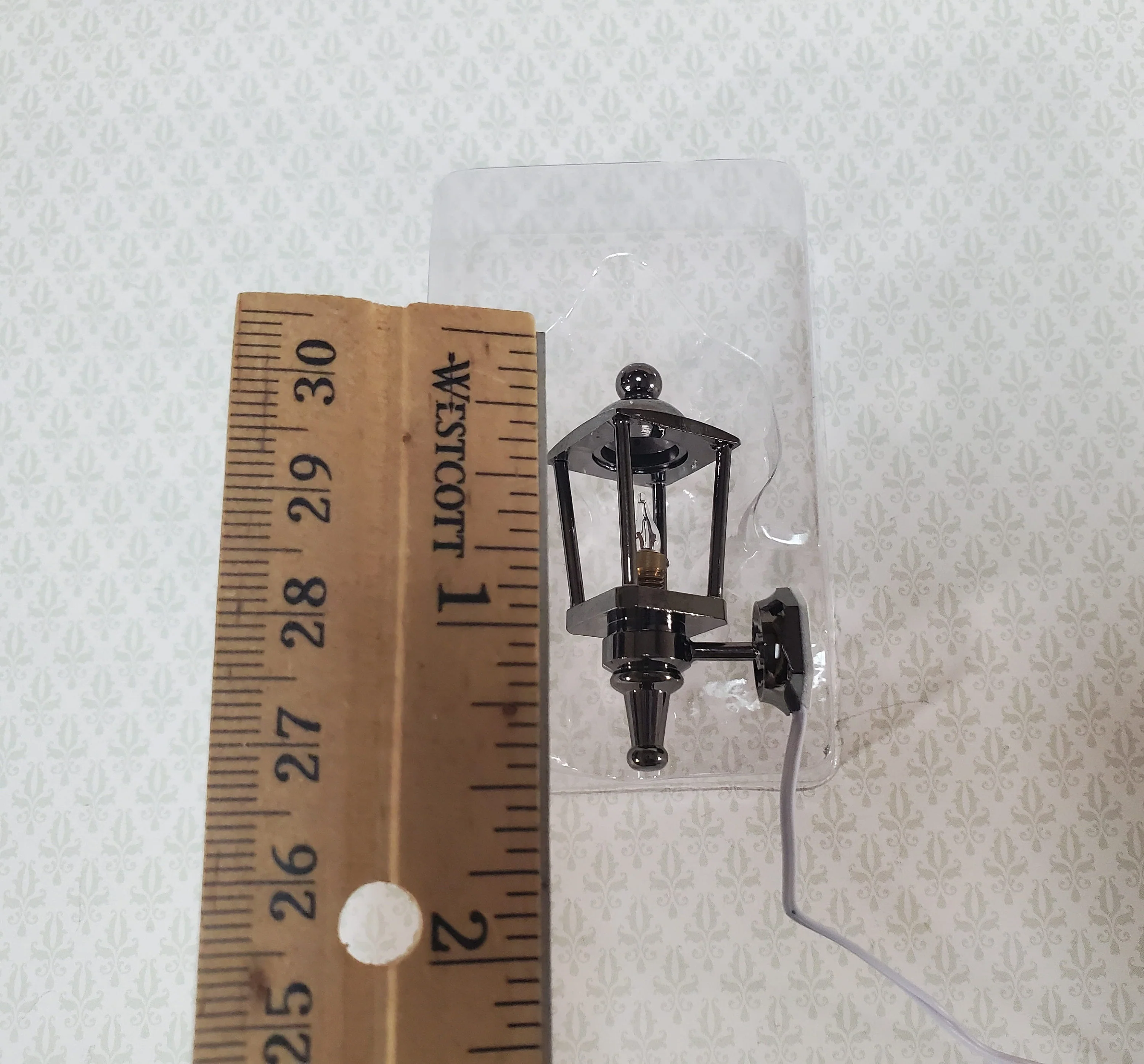 Dollhouse Carriage Coach Lamp Black Chrome 1:12 Scale 12 Volt with Plug Porch Light - Image 4