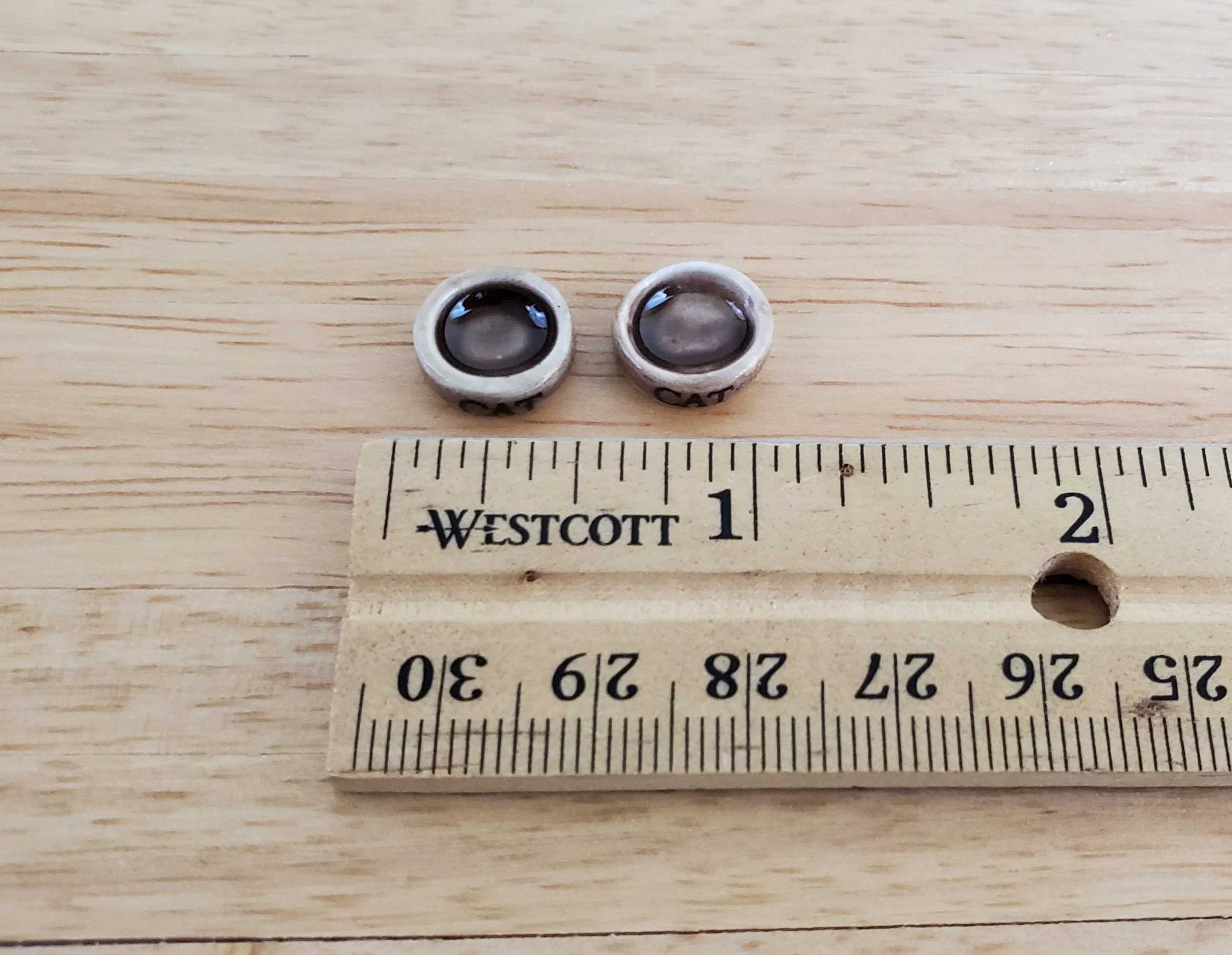 Dollhouse Cat Food Bowls Kitty Dish x2 Brown Ceramic 1:12 Scale Miniature - Image 2