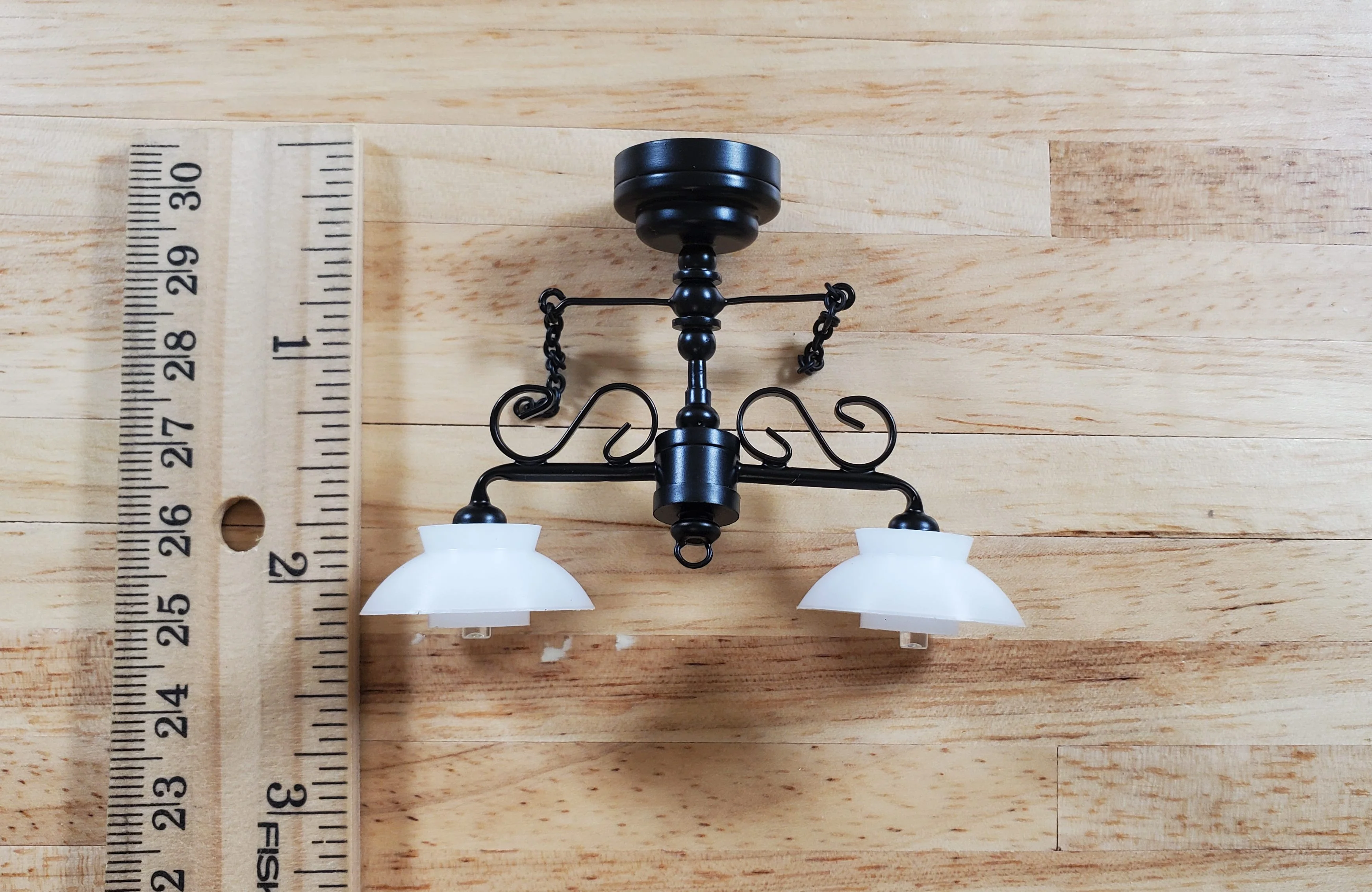 Dollhouse Ceiling Light Black with Chains & Wand 1:12 Miniature Battery Lamp - Image 6