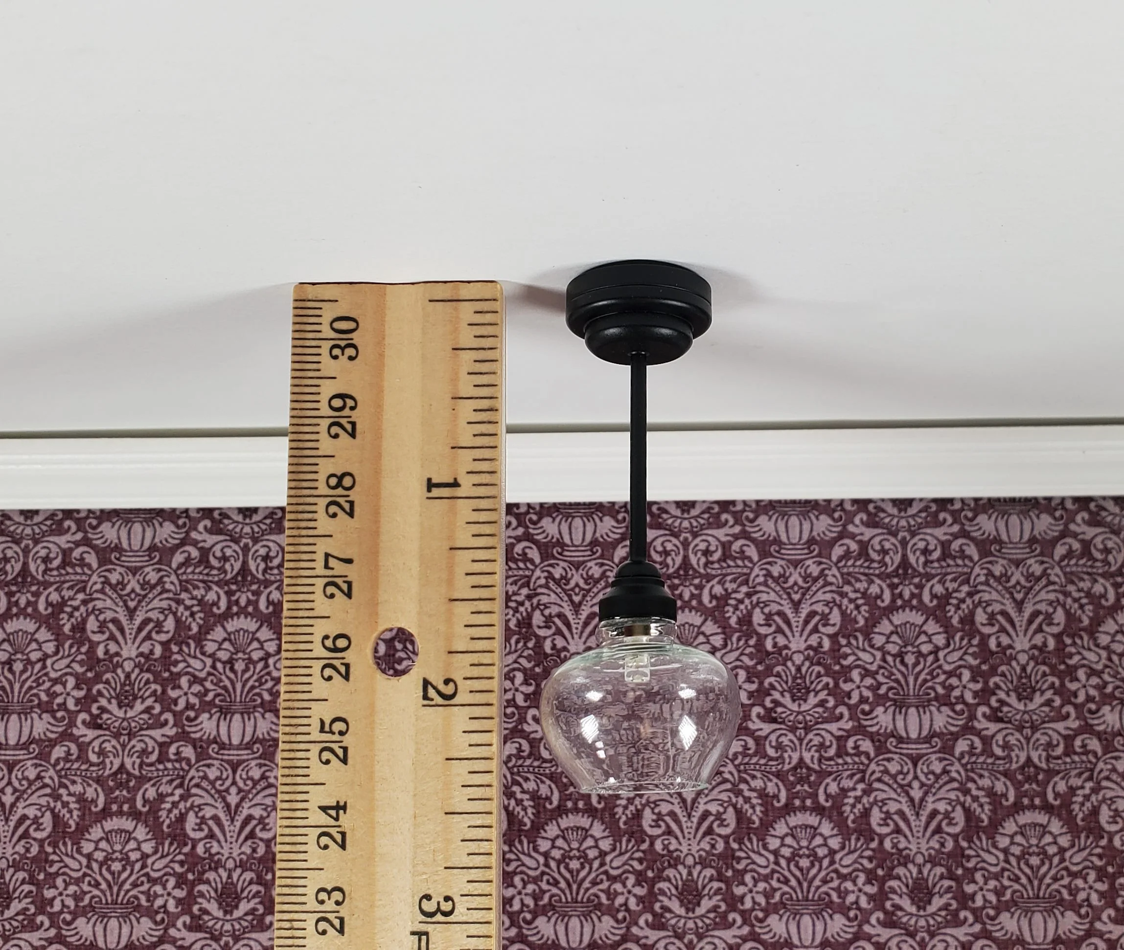Dollhouse Ceiling Light Modern Black Battery Operated 1:12 Scale Miniature - Image 4