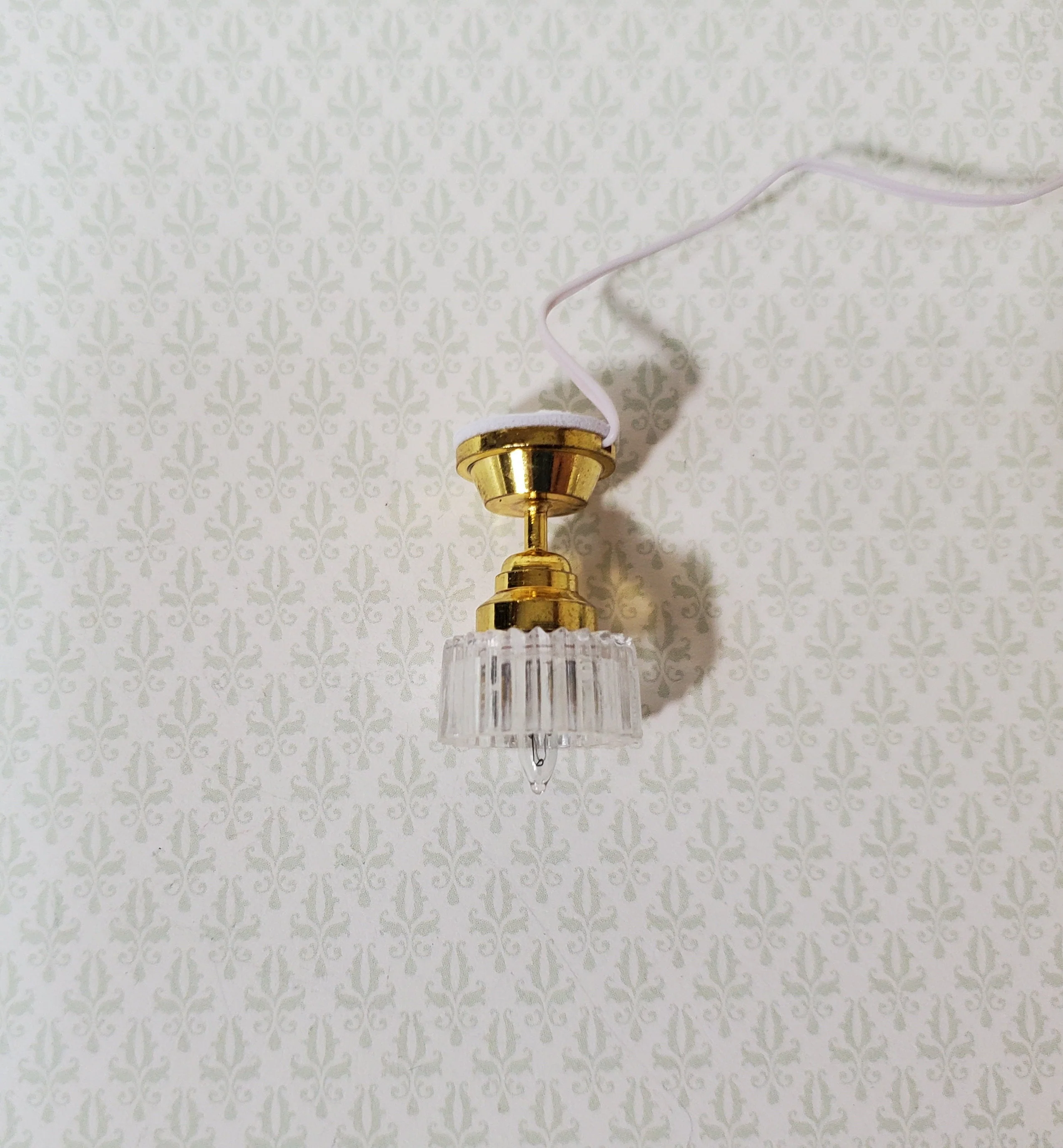 Dollhouse Ceiling Light Small Art Deco Style Hanging 12 Volt w/ Plug 1:12 Scale