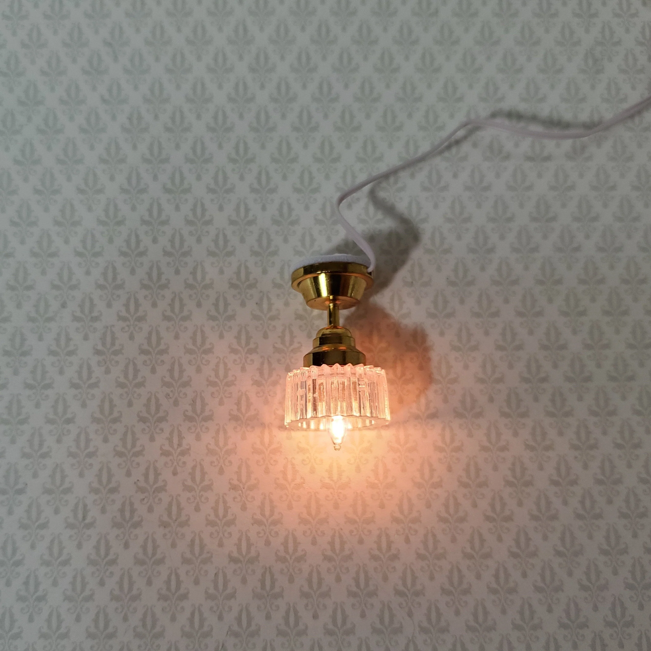 Dollhouse Ceiling Light Small Art Deco Style Hanging 12 Volt w/ Plug 1:12 Scale - Image 2