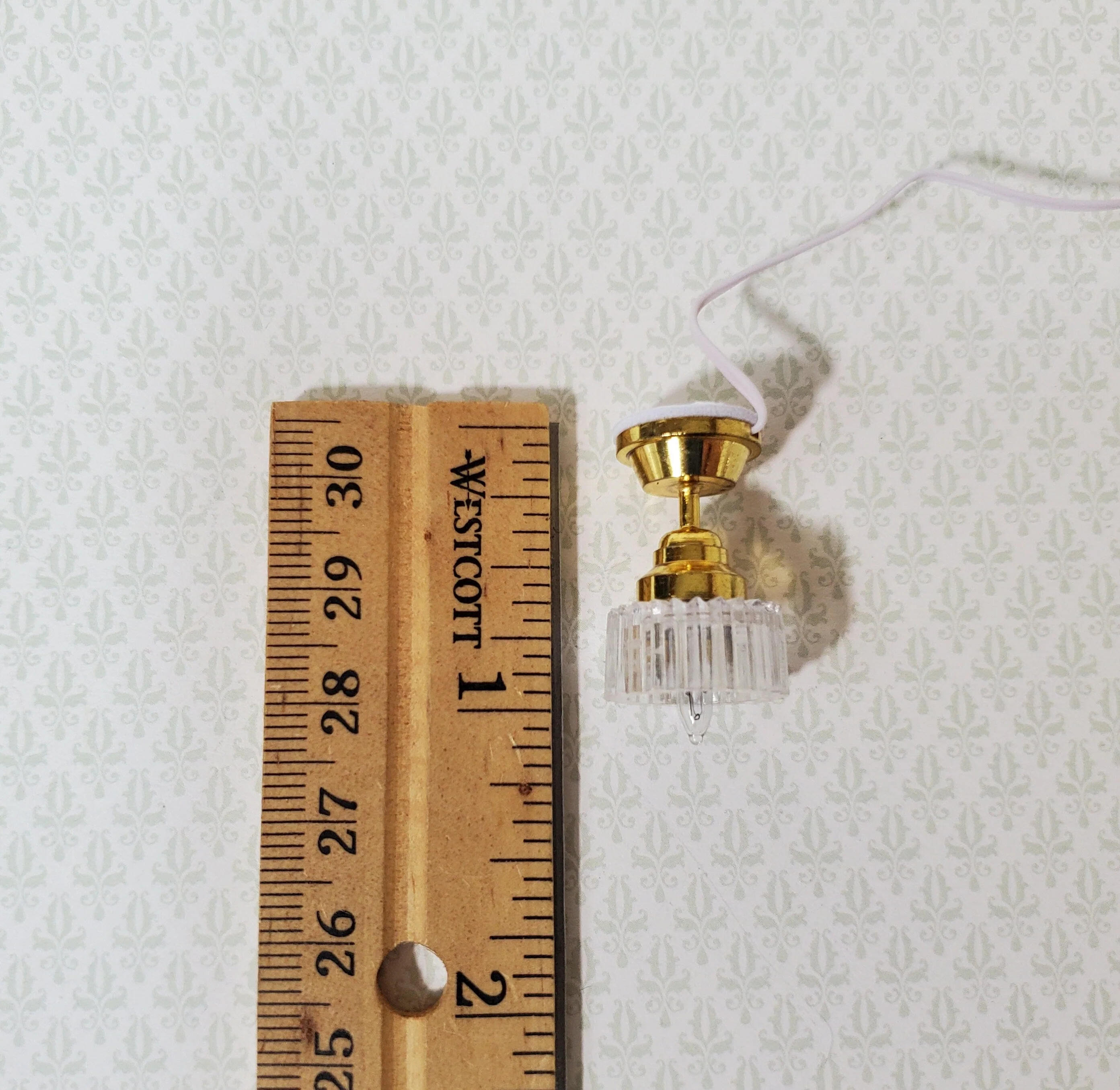 Dollhouse Ceiling Light Small Art Deco Style Hanging 12 Volt w/ Plug 1:12 Scale - Image 3