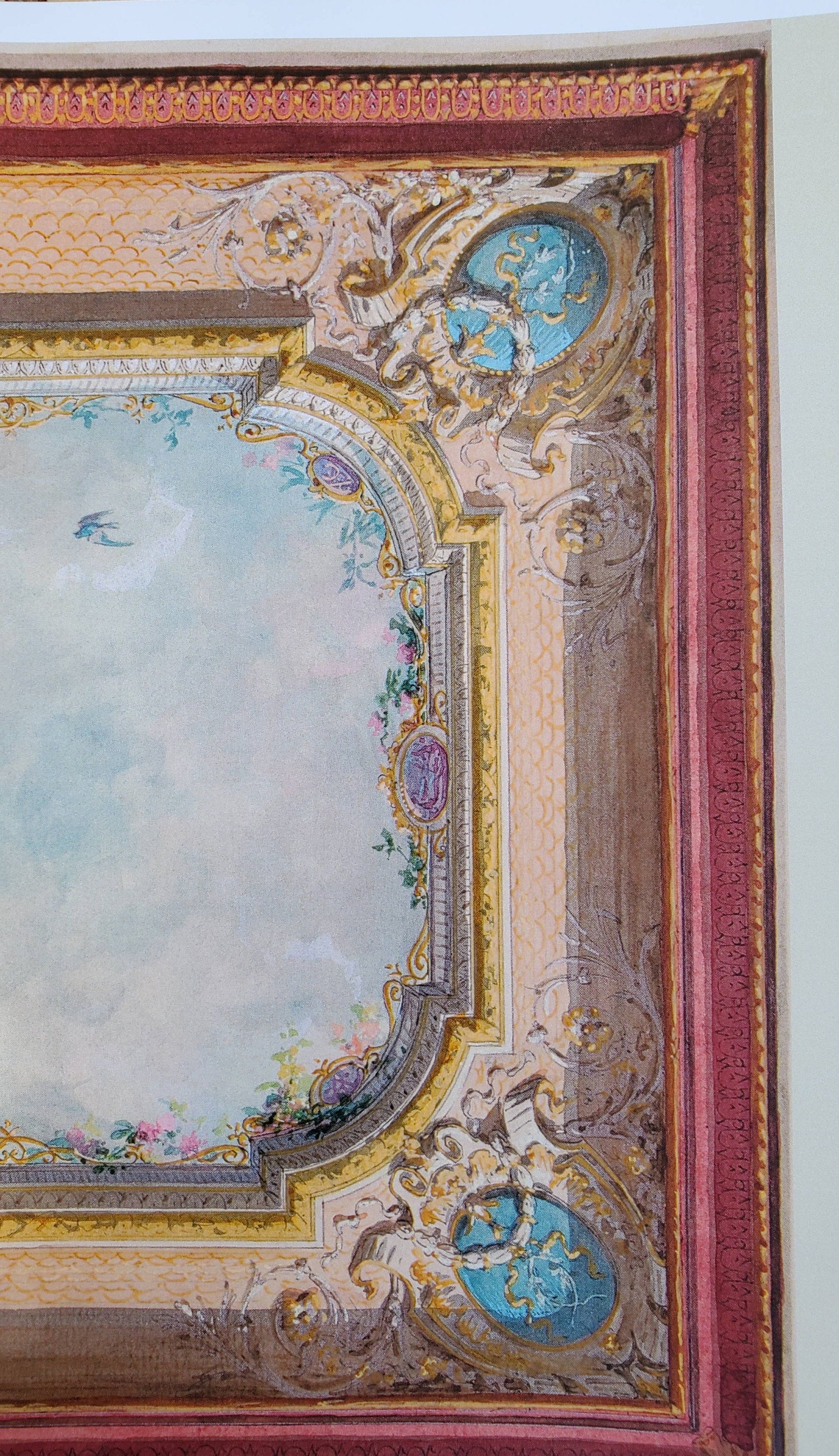 Dollhouse Ceiling Mural Wallpaper Birds Painted Victorian 1:12 Scale Itsy Bitsy - Image 2