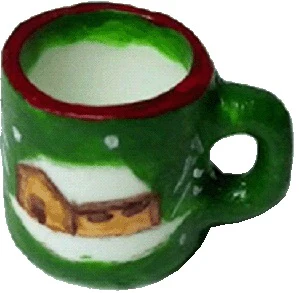 Dollhouse Ceramic Mug Coffee Tea Winter Cabin Motif 1:12 Scale Miniature Dish