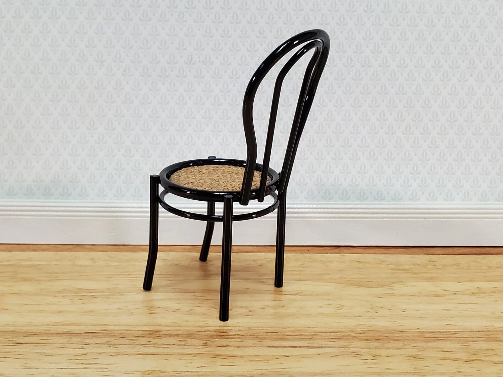 Dollhouse Chair Black Metal "Cane" Seat 1:12 Scale Fairy Garden Soda Fountain - Image 4