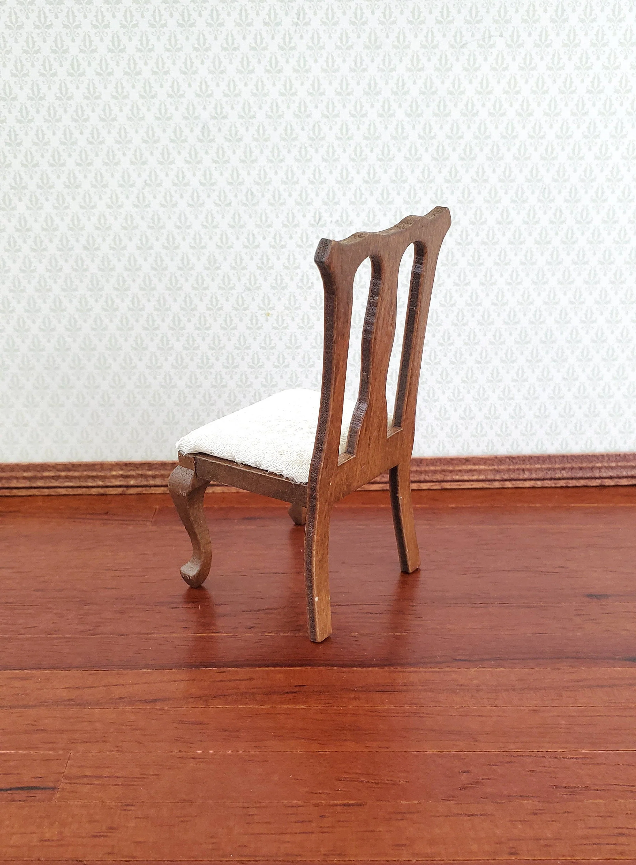 Dollhouse Chair for Kitchen or Dining Room White Seat 1:12 Miniature Furniture - Image 3