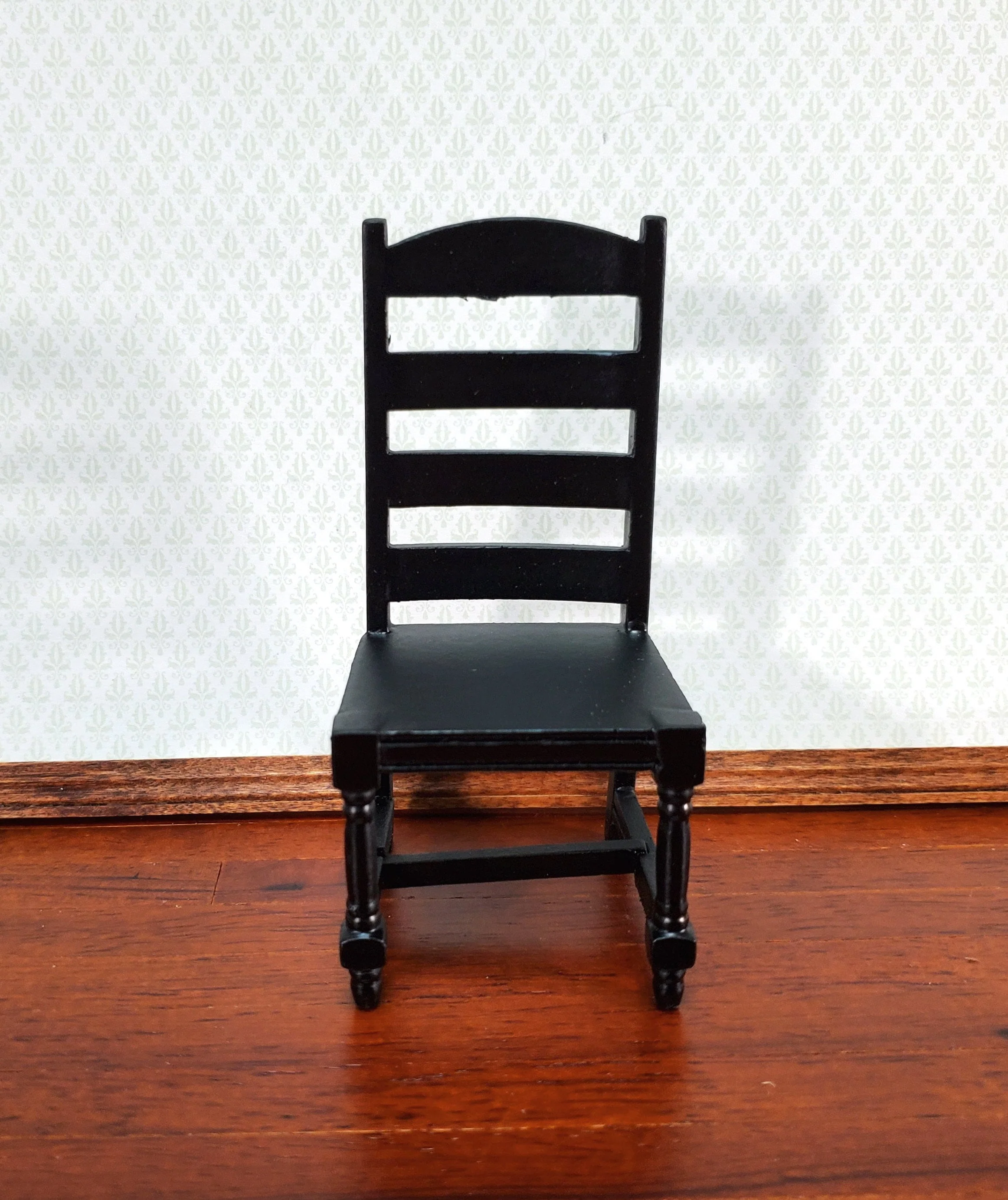 Dollhouse Chair Ladderback for Kitchen or Dining Room Black 1:12 Scale Miniature Furniture - Image 2