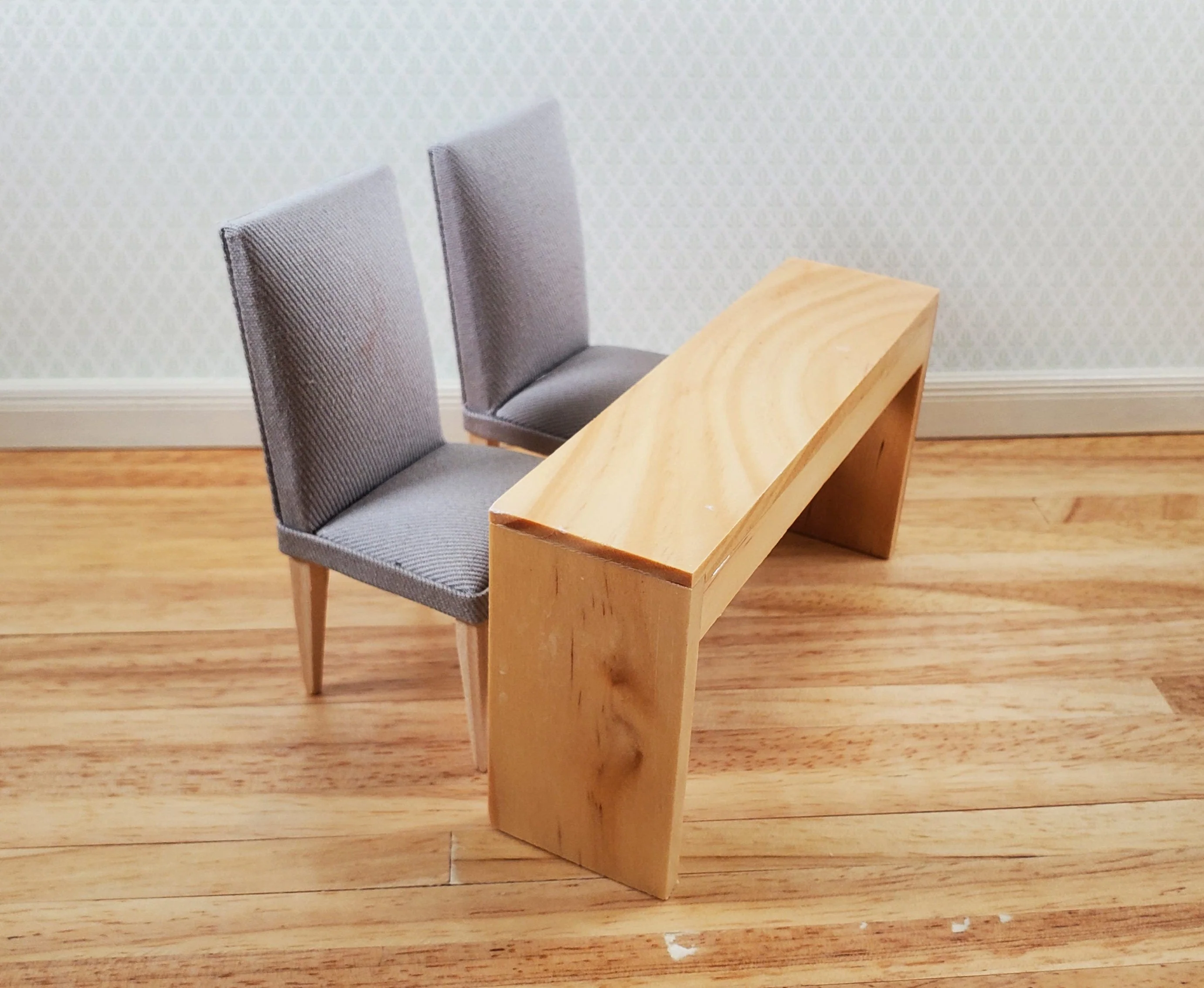Dollhouse Chairs Modern Style Set of 2 Gray Fabric 1:12 Scale Miniature Furniture - Image 5