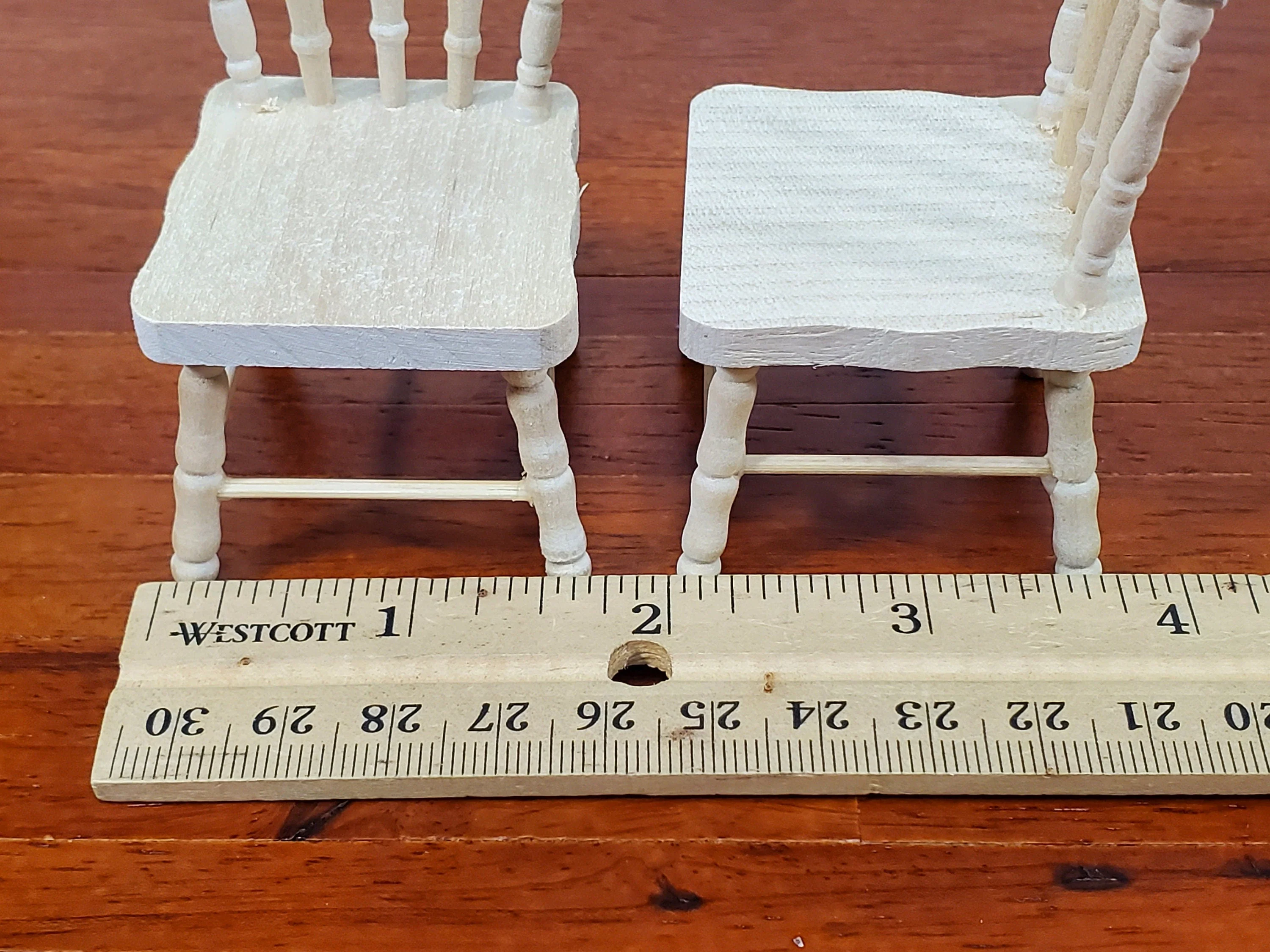 Dollhouse Chairs Spindle Back x2 Unpainted Wood 1:12 Scale Miniature Furniture - Image 5