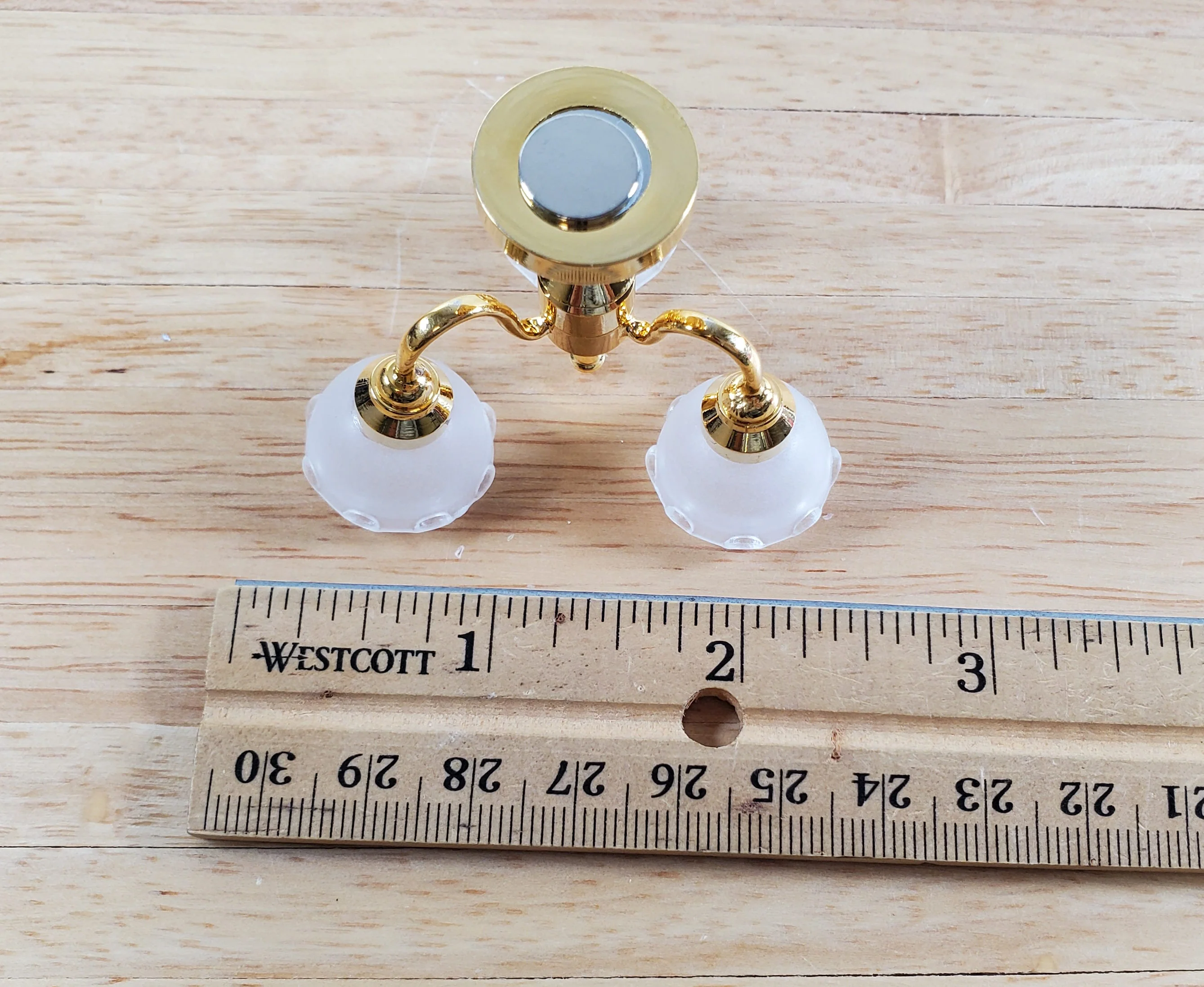 Dollhouse Chandelier Battery Ceiling Light 3 Arm Flower 1:12 Scale Miniature - Image 5