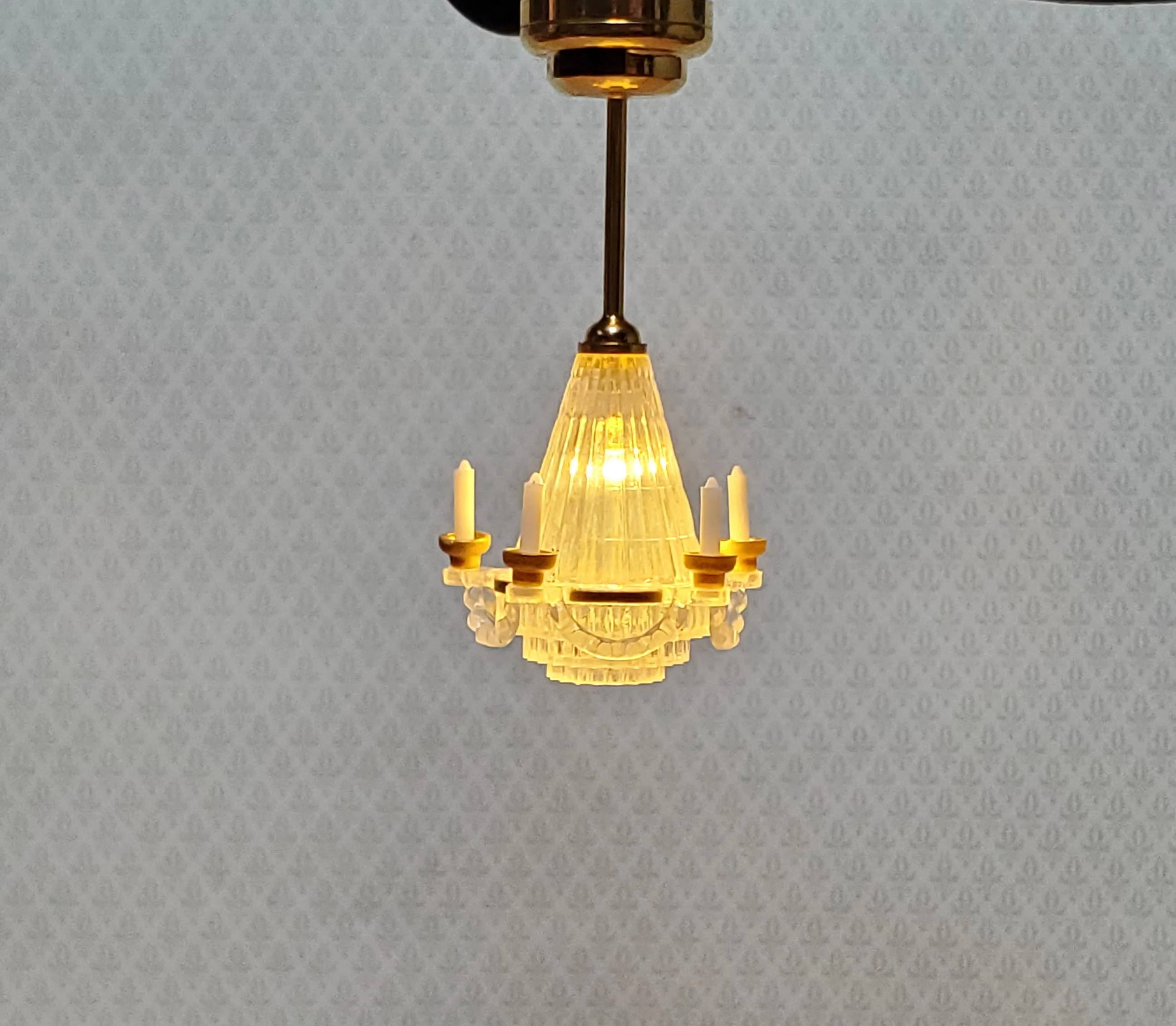 Dollhouse Chandelier Ceiling Light with Candles Battery Operated 1:12 Scale