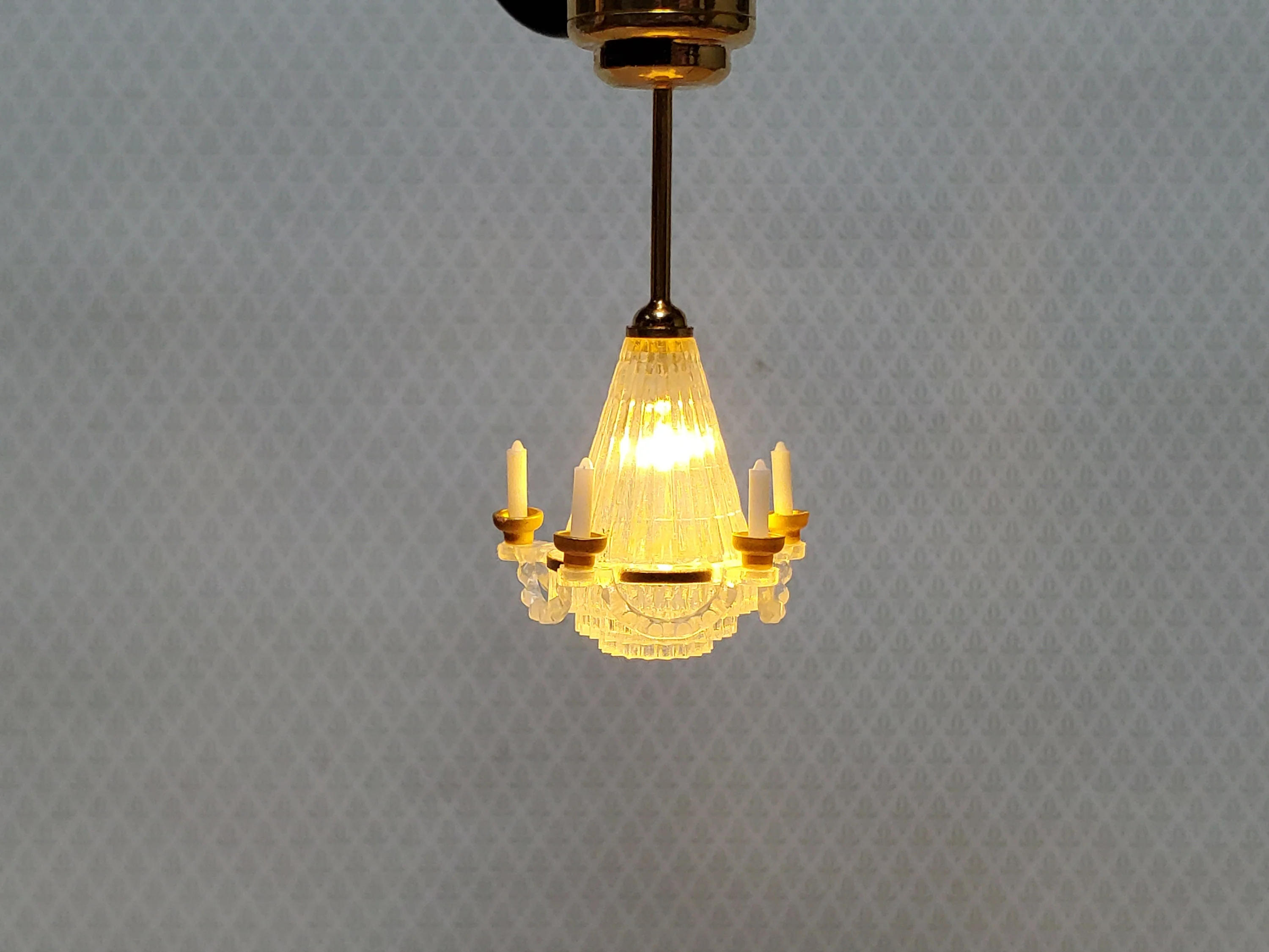 Dollhouse Chandelier Ceiling Light with Candles Battery Operated 1:12 Scale - Image 3