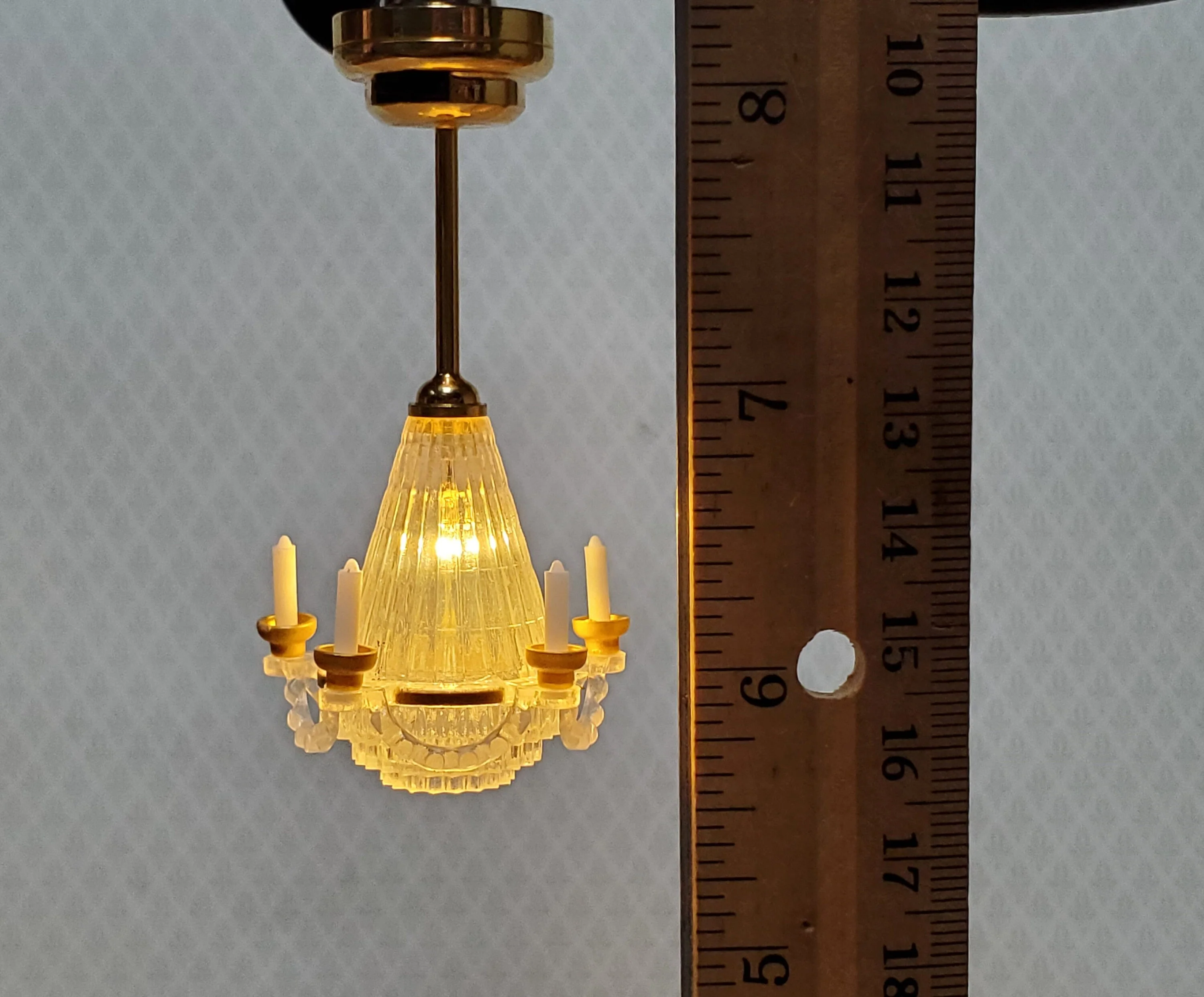 Dollhouse Chandelier Ceiling Light with Candles Battery Operated 1:12 Scale - Image 5