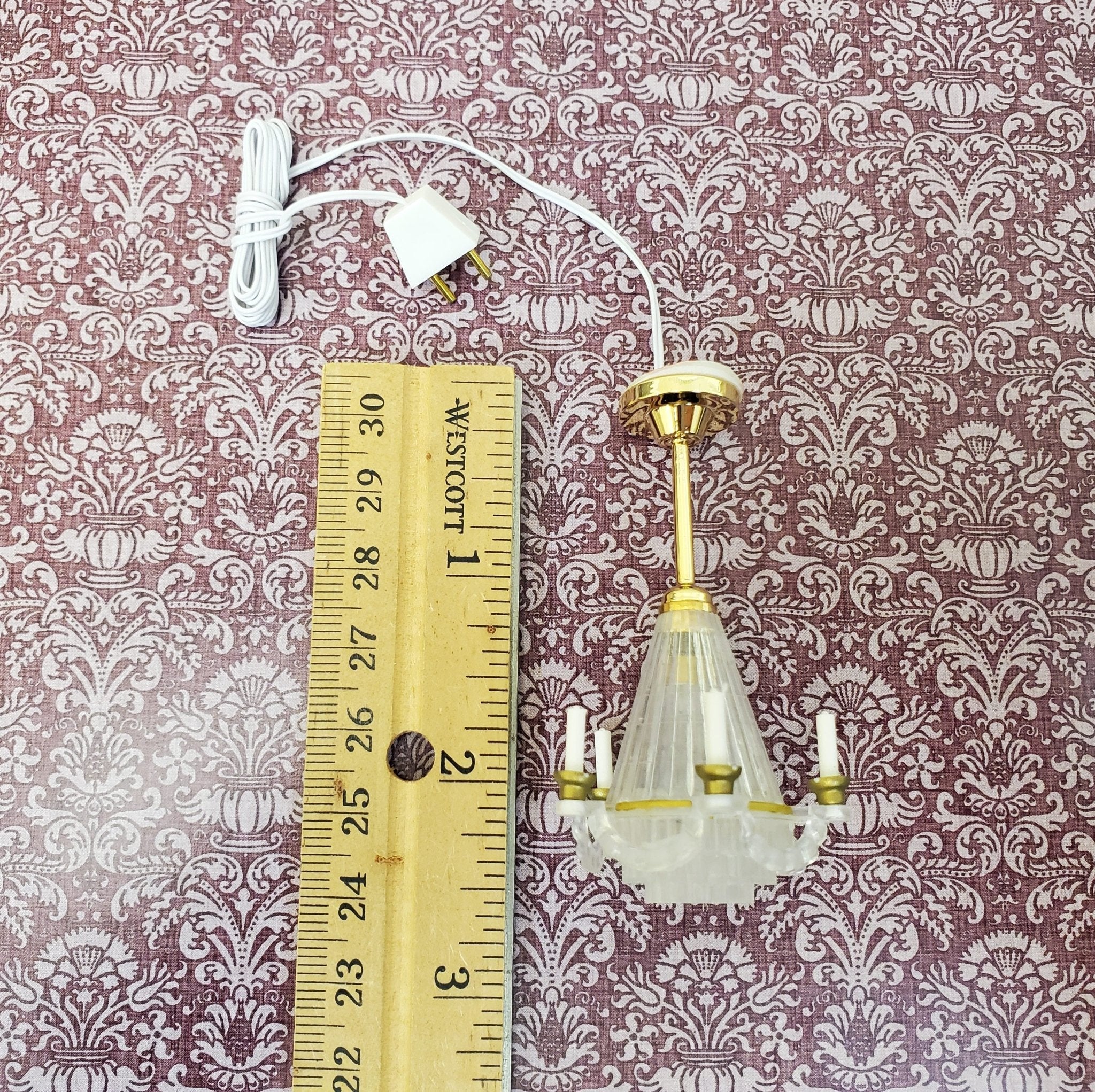 Dollhouse Chandelier Electric 12 Volt with Plug 1:12 Scale Miniature - Image 5