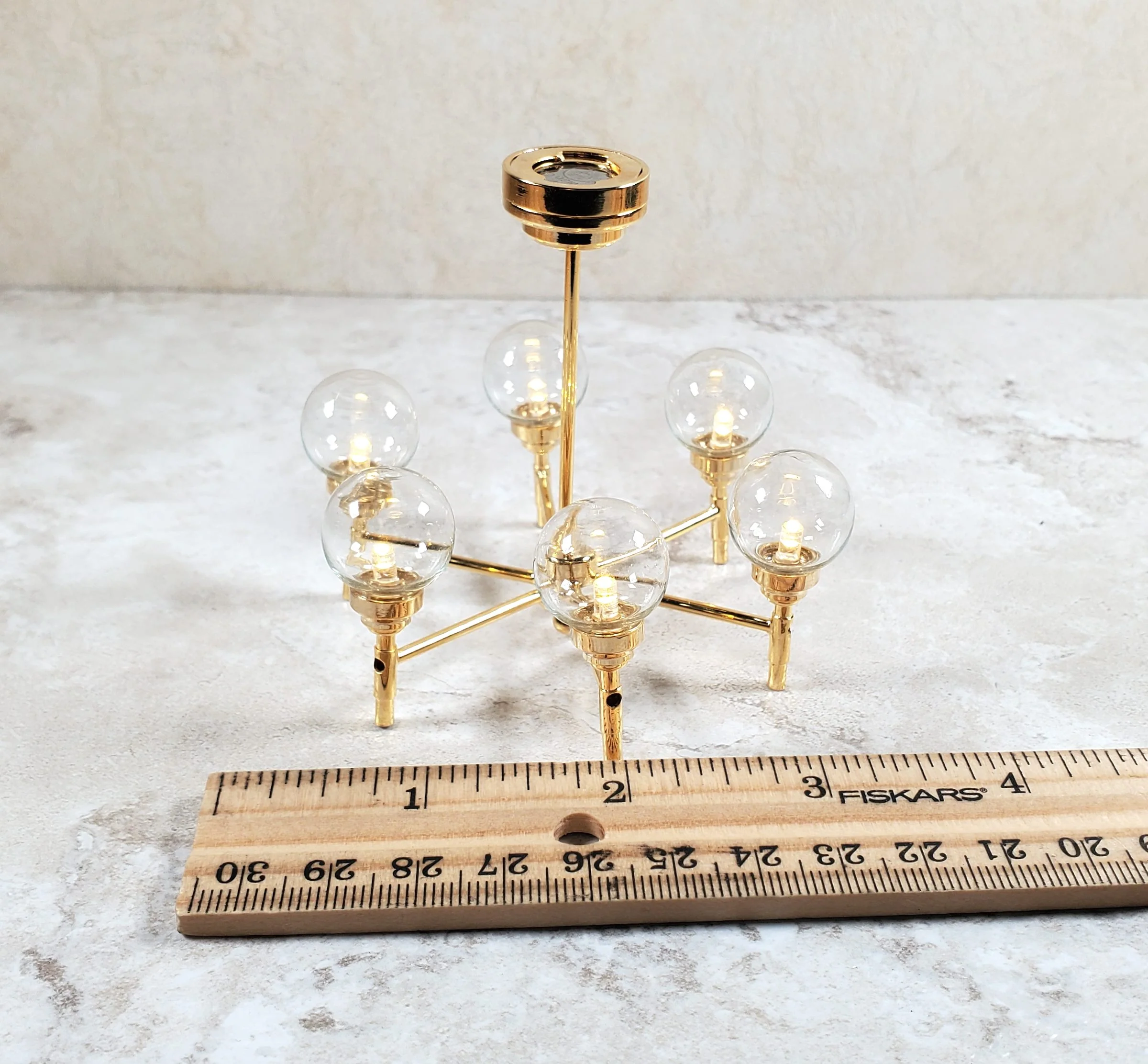 Dollhouse Chandelier Mid Century Modern 6 Arm Wand Battery 1:12 Scale - Image 8