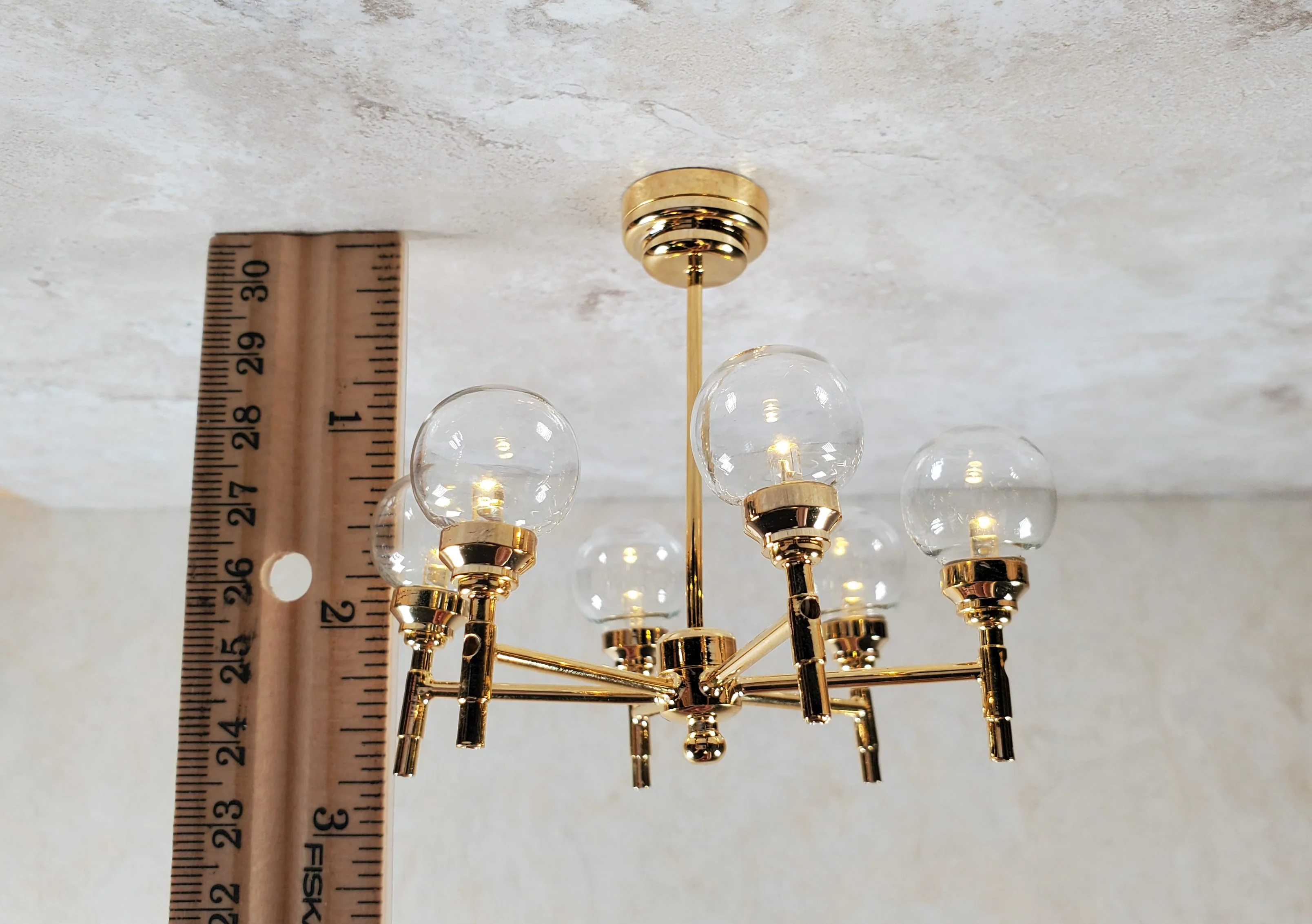 Dollhouse Chandelier Mid Century Modern 6 Arm Wand Battery 1:12 Scale - Image 9
