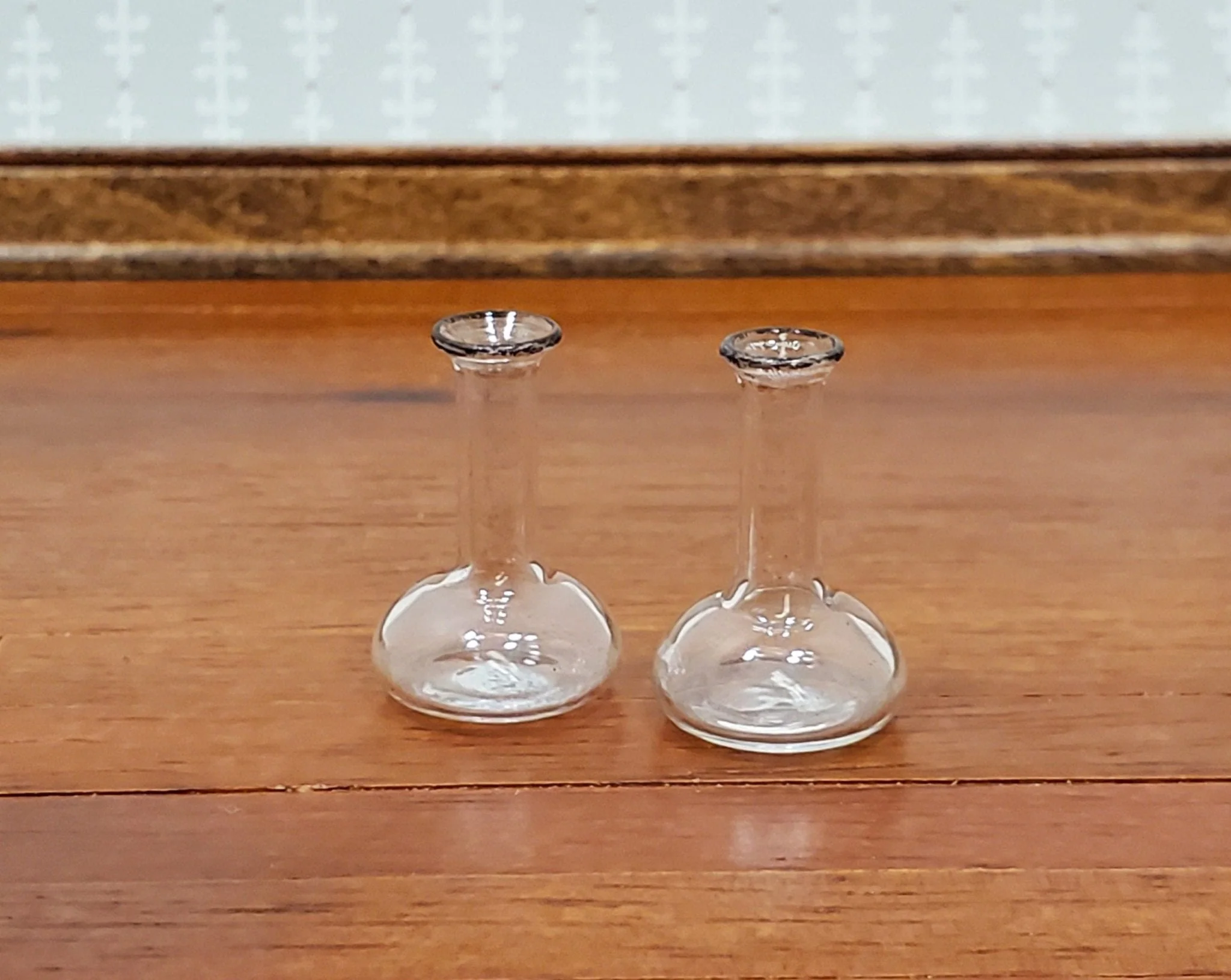 Dollhouse Chemist Flasks Set of 2 Lab Jar Real Glass Mad Scientist 1:12 Scale