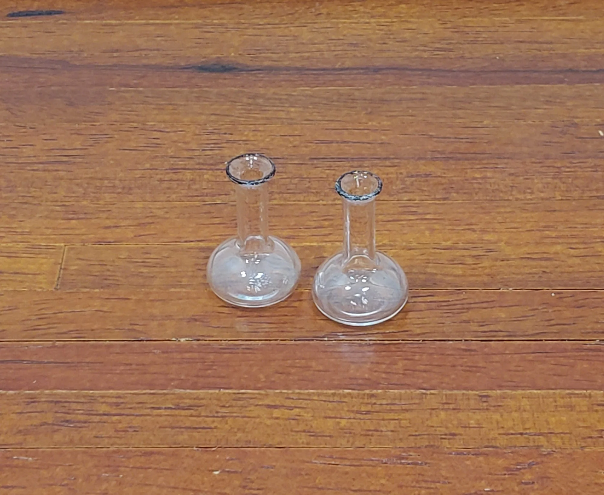 Dollhouse Chemist Flasks Set of 2 Lab Jar Real Glass Mad Scientist 1:12 Scale - Image 2