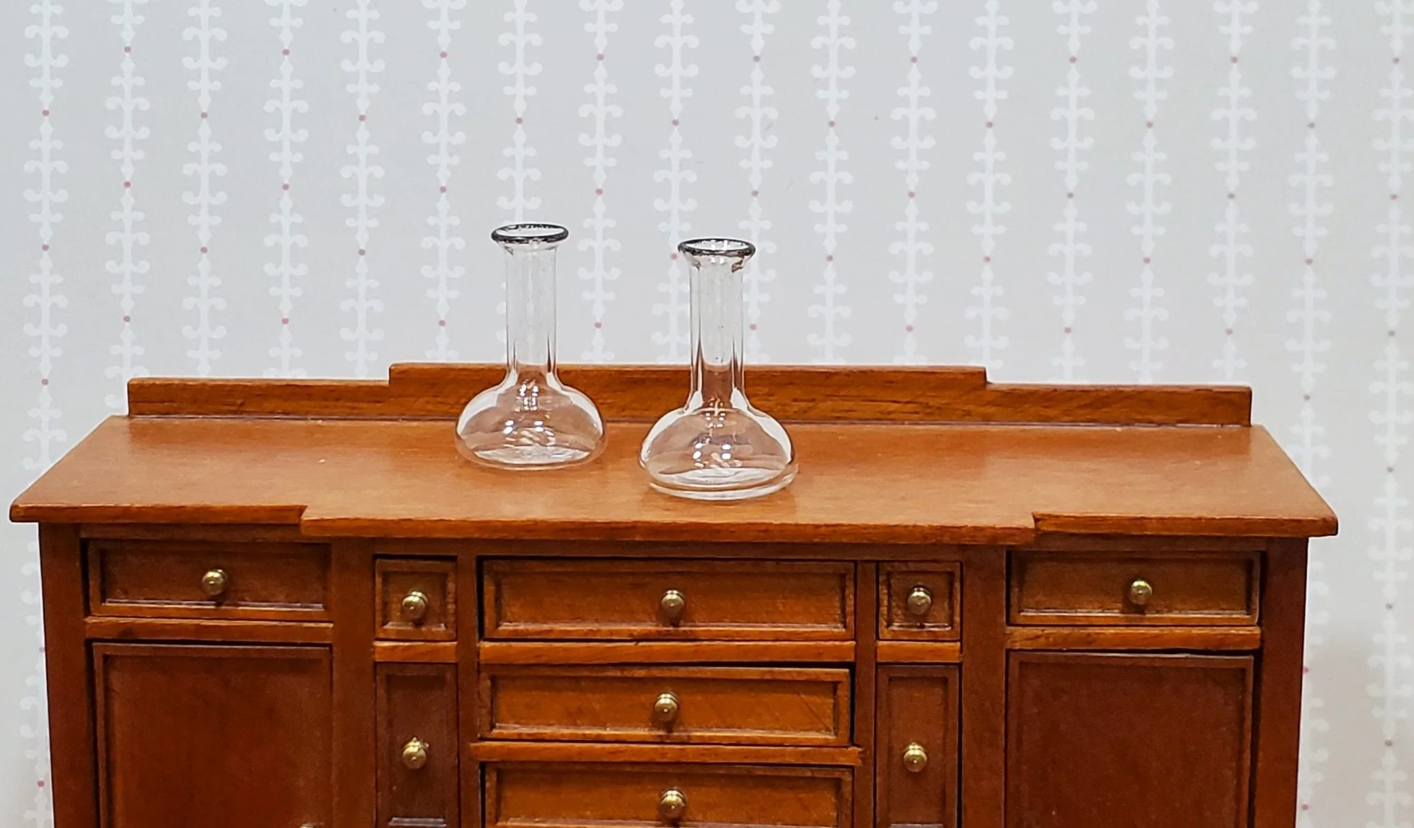 Dollhouse Chemist Flasks Set of 2 Lab Jar Real Glass Mad Scientist 1:12 Scale - Image 3