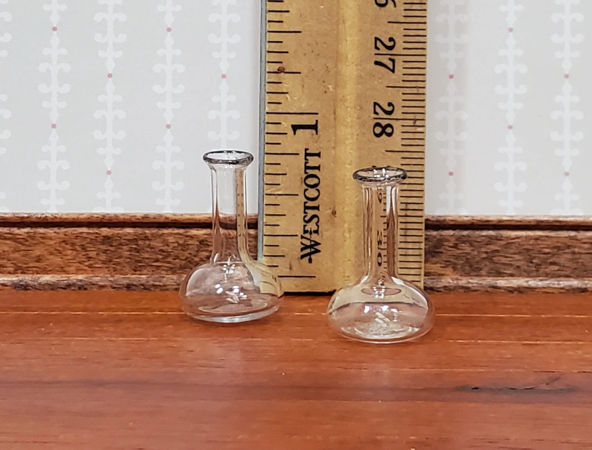 Dollhouse Chemist Flasks Set of 2 Lab Jar Real Glass Mad Scientist 1:12 Scale - Image 5