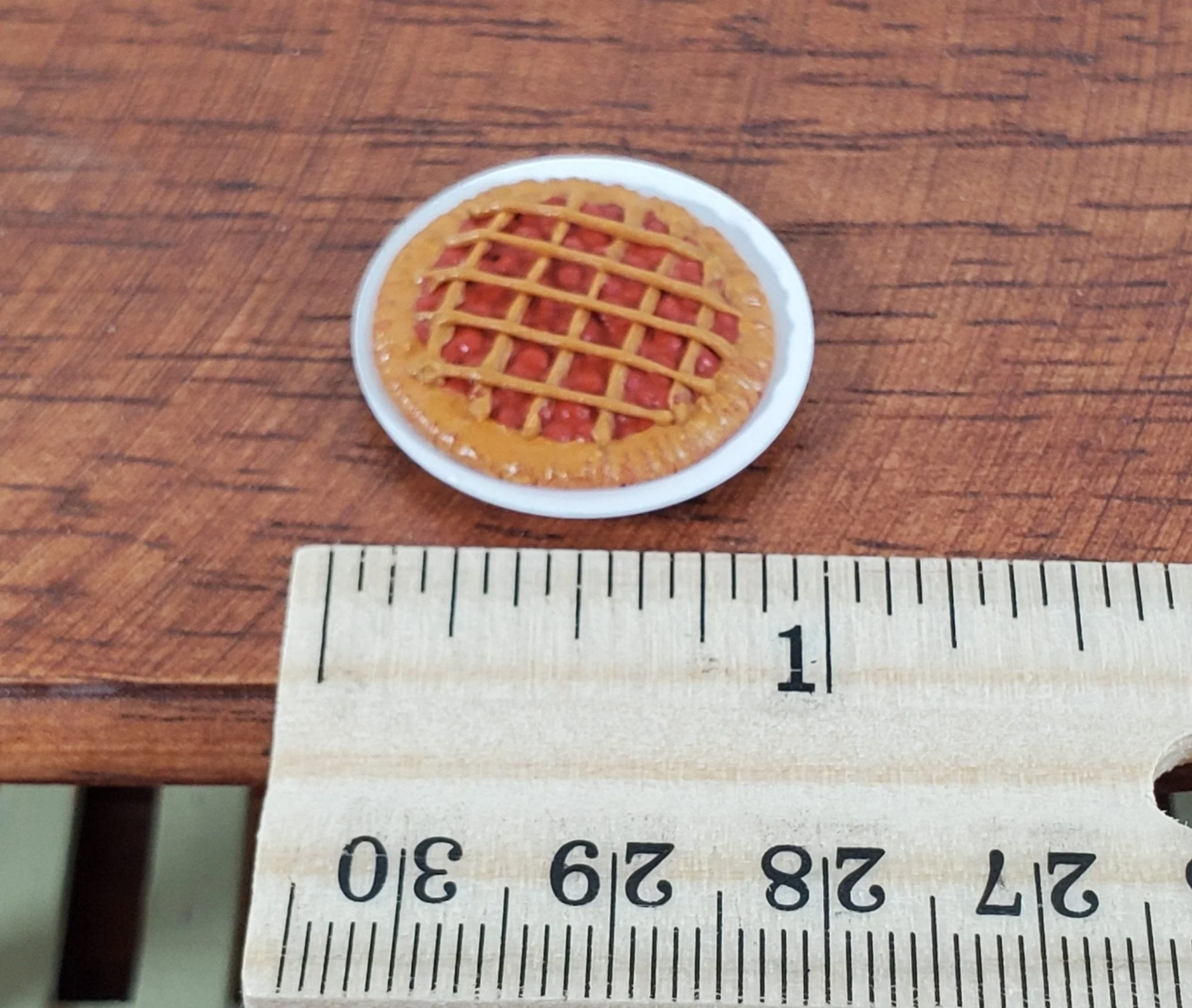 Dollhouse Cherry Pie on Plate 1:12 Scale Miniature Kitchen Food Bakery - Image 4