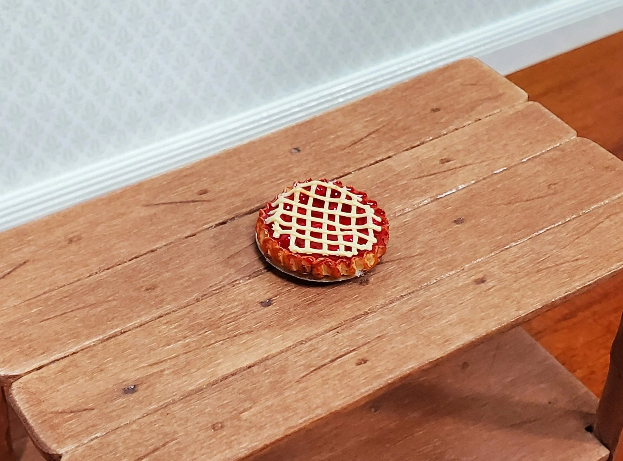 Dollhouse Cherry Pie in Tin 1:12 Scale Miniature Kitchen Food Bakery