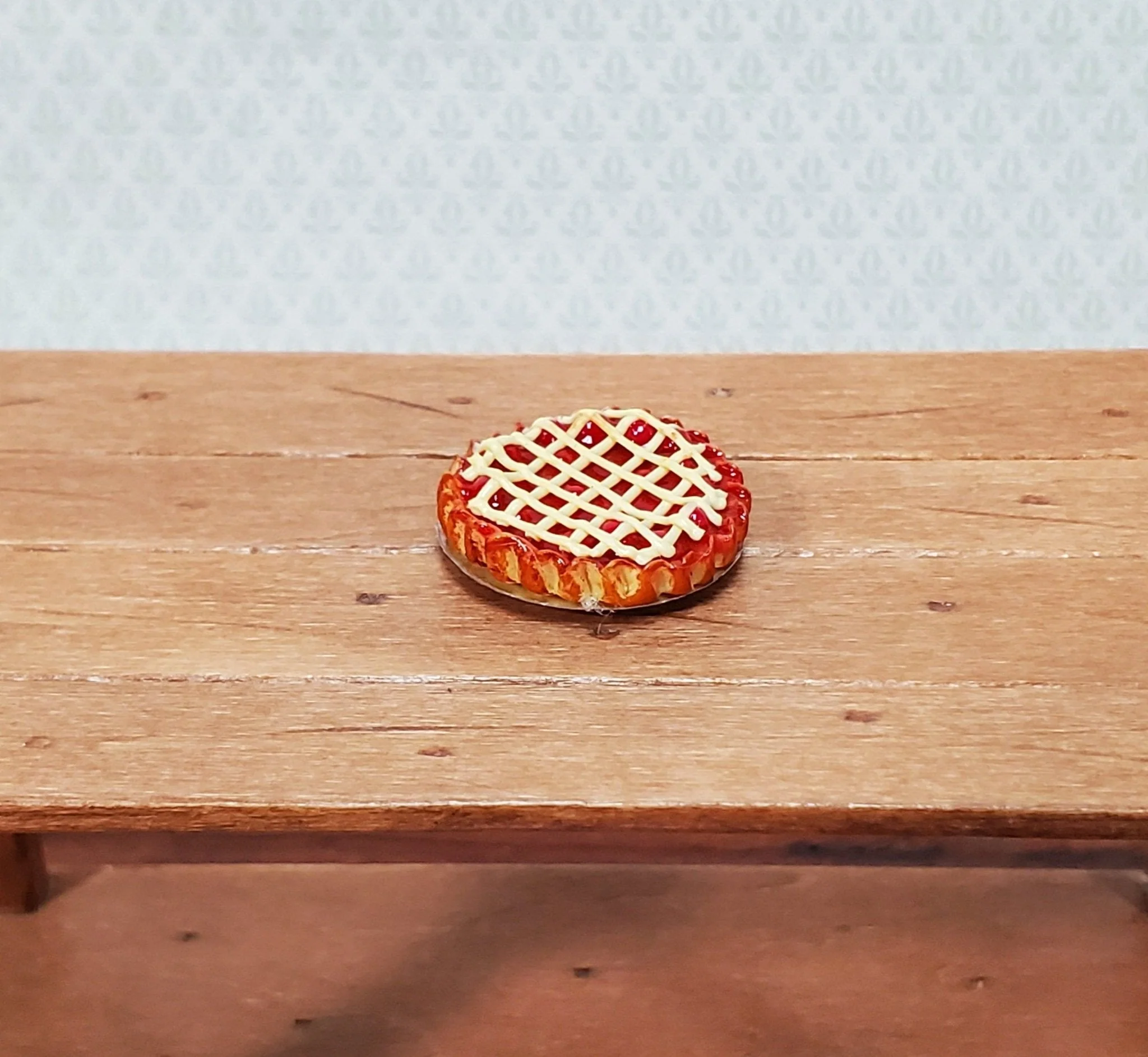 Dollhouse Cherry Pie in Tin 1:12 Scale Miniature Kitchen Food Bakery - Image 2