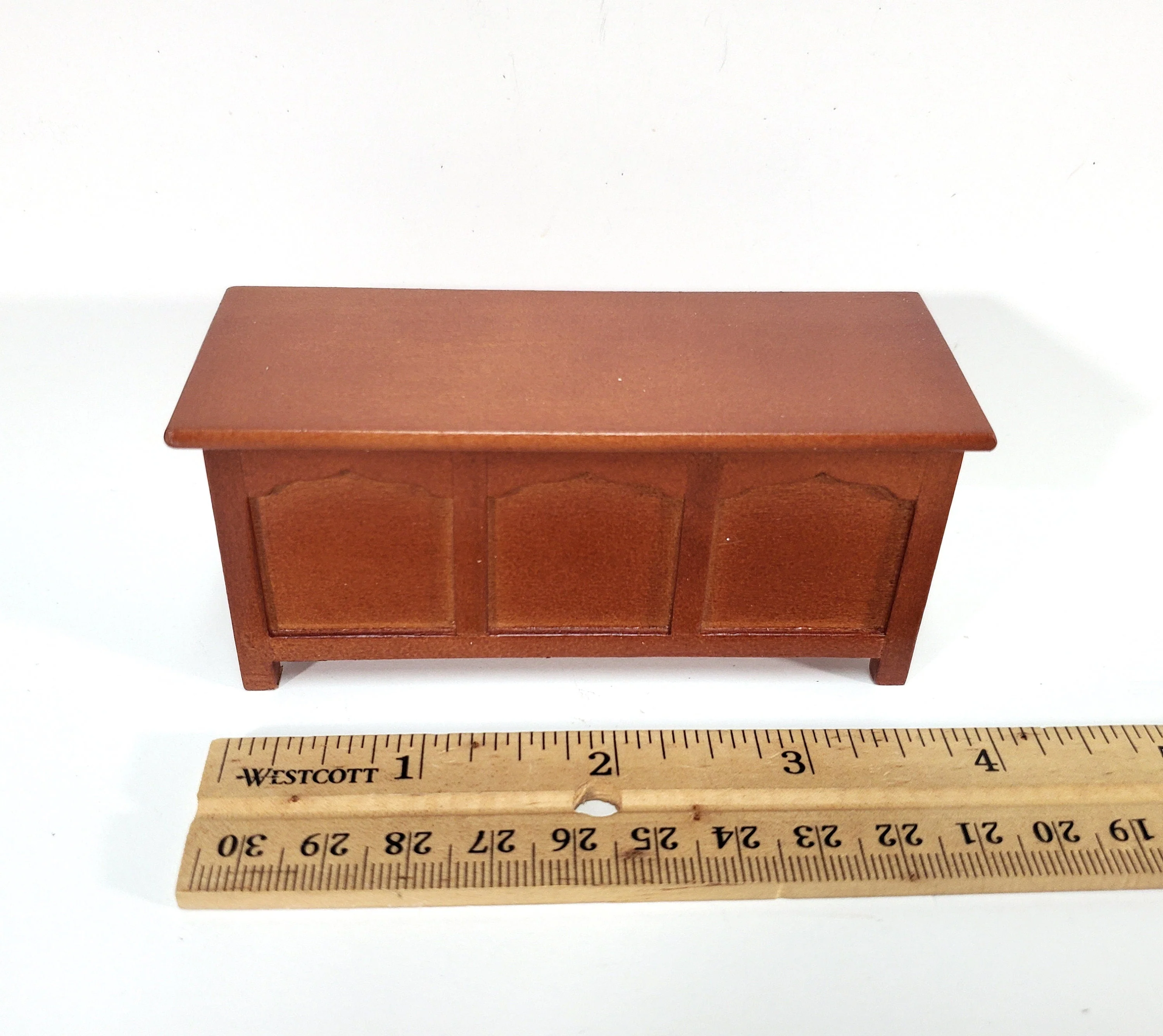 Dollhouse Chest Blanket Trunk 1:12 Scale Miniature Furniture Walnut Finish - Image 5