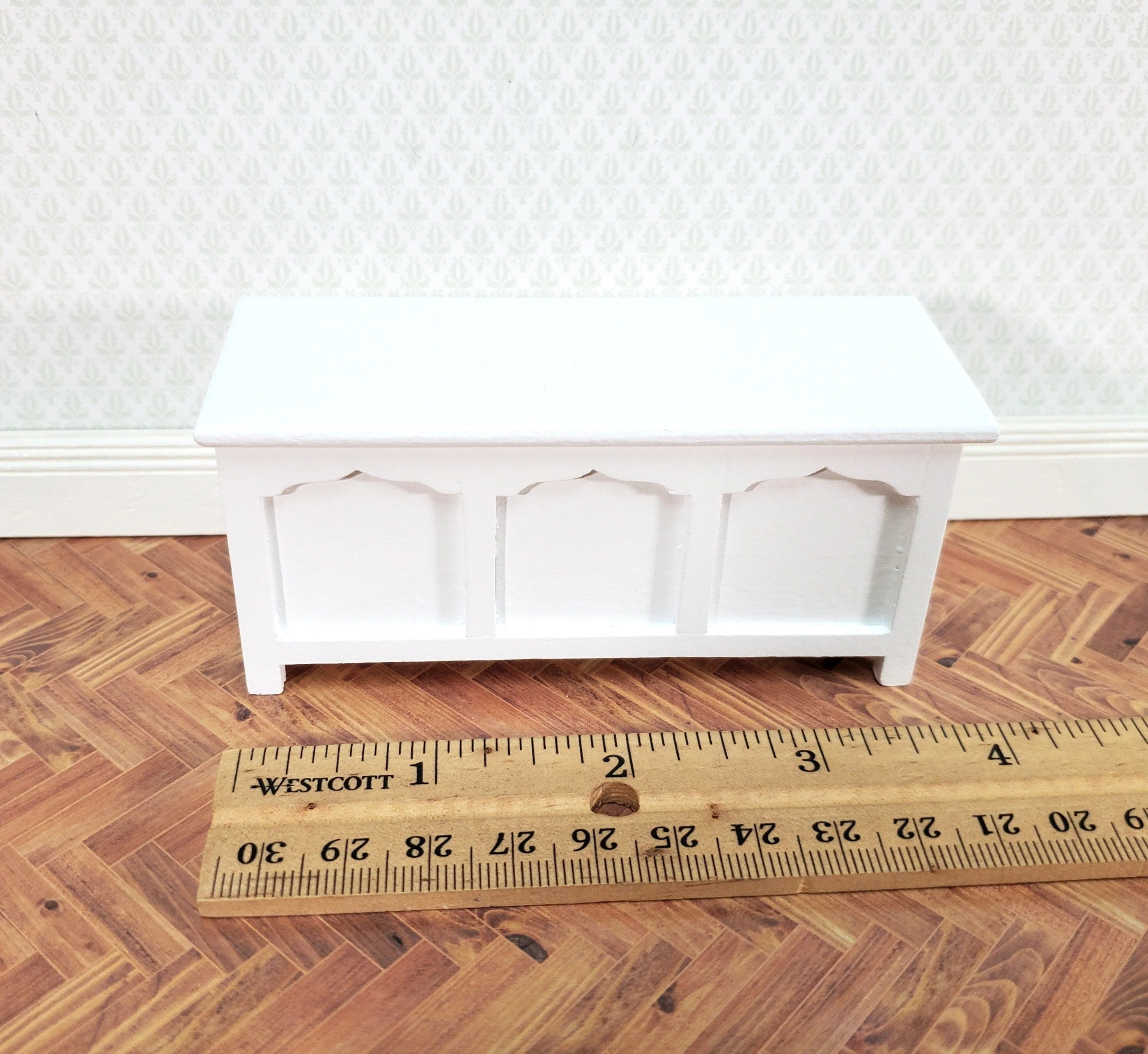 Dollhouse Chest Blanket Trunk 1:12 Scale Miniature Furniture White Wood - Image 4