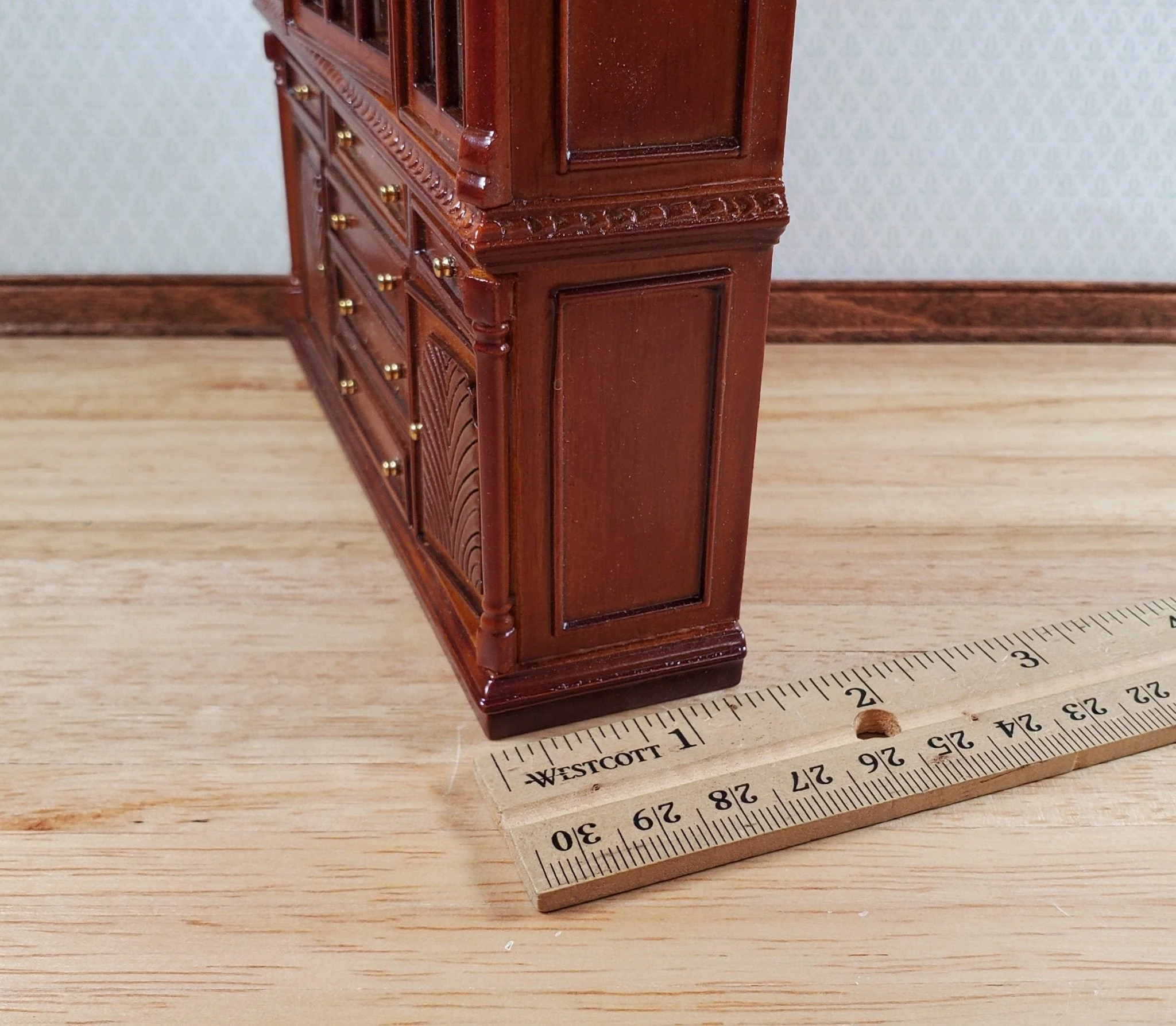 Dollhouse China Cabinet Display Hutch Walnut 1:12 Scale Miniature Furniture - Image 4