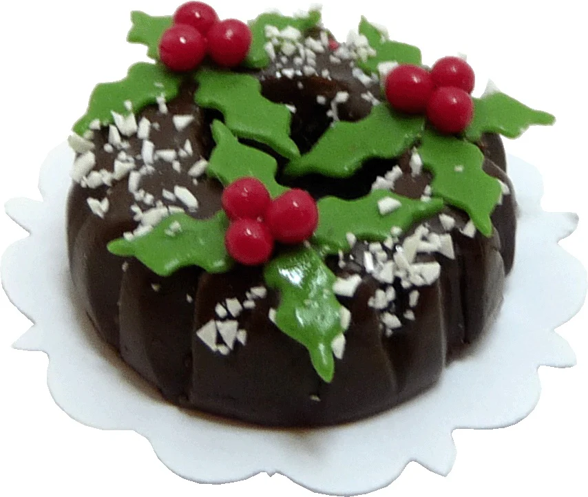 Dollhouse Chocolate Plum Pudding Cake 1:12 Scale Miniature Dessert Food Bakery
