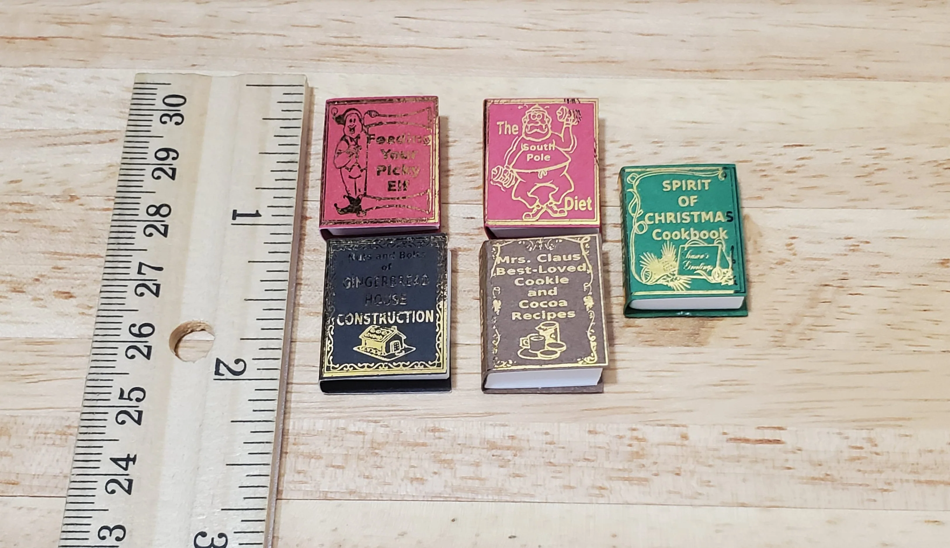 Dollhouse Christmas Books x5 Set 1 1:12 Scale Miniatures (blank inside) Handmade - Image 4