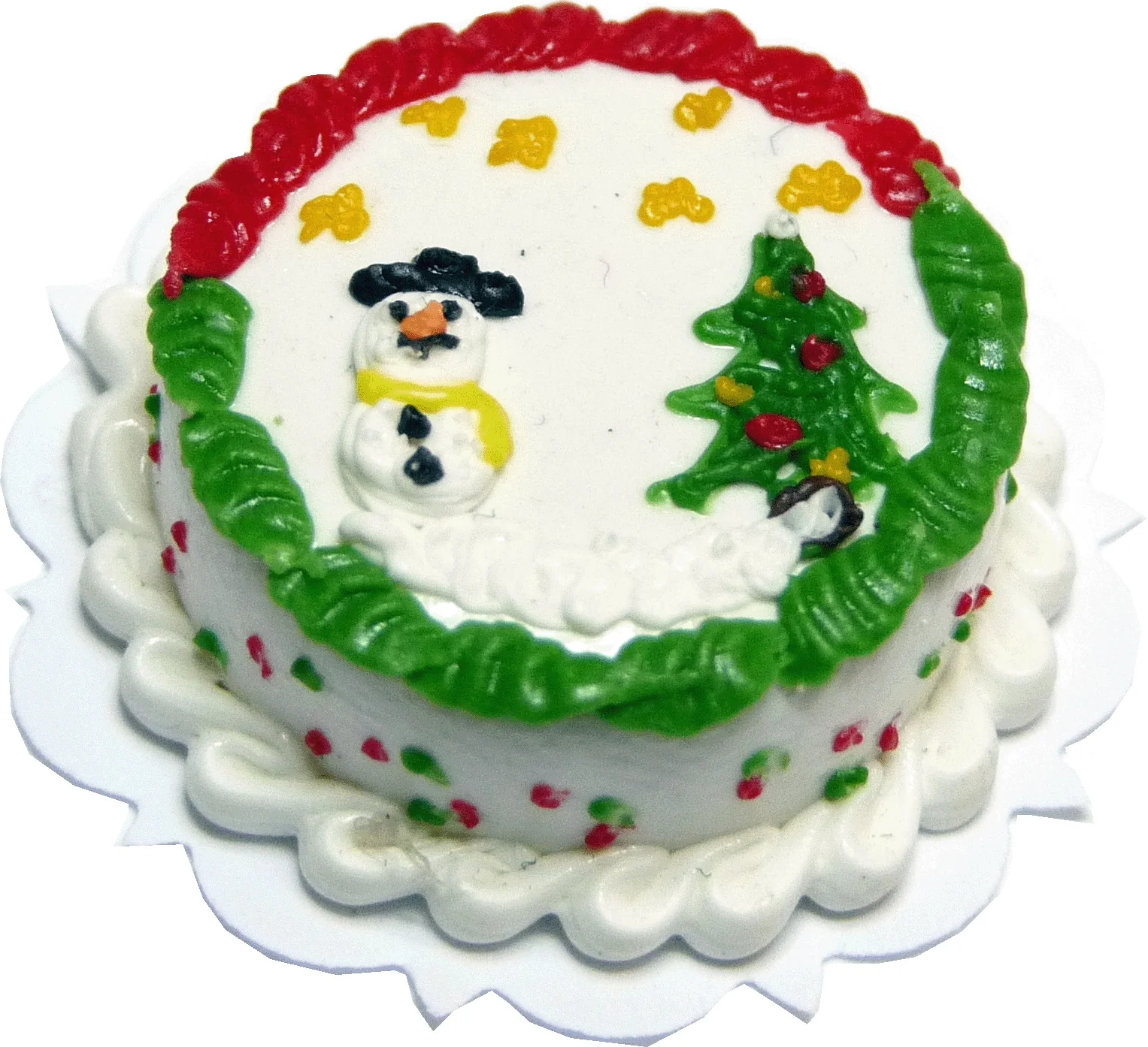 Dollhouse Christmas Cake 1:12 Scale Miniature Dessert Food Kitchen