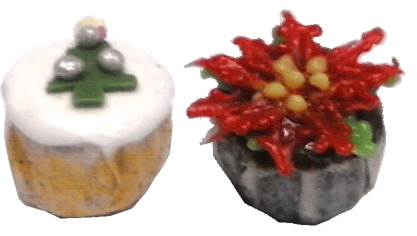 Dollhouse Christmas Cupcakes Set of 2 1:12 Scale Miniature Food