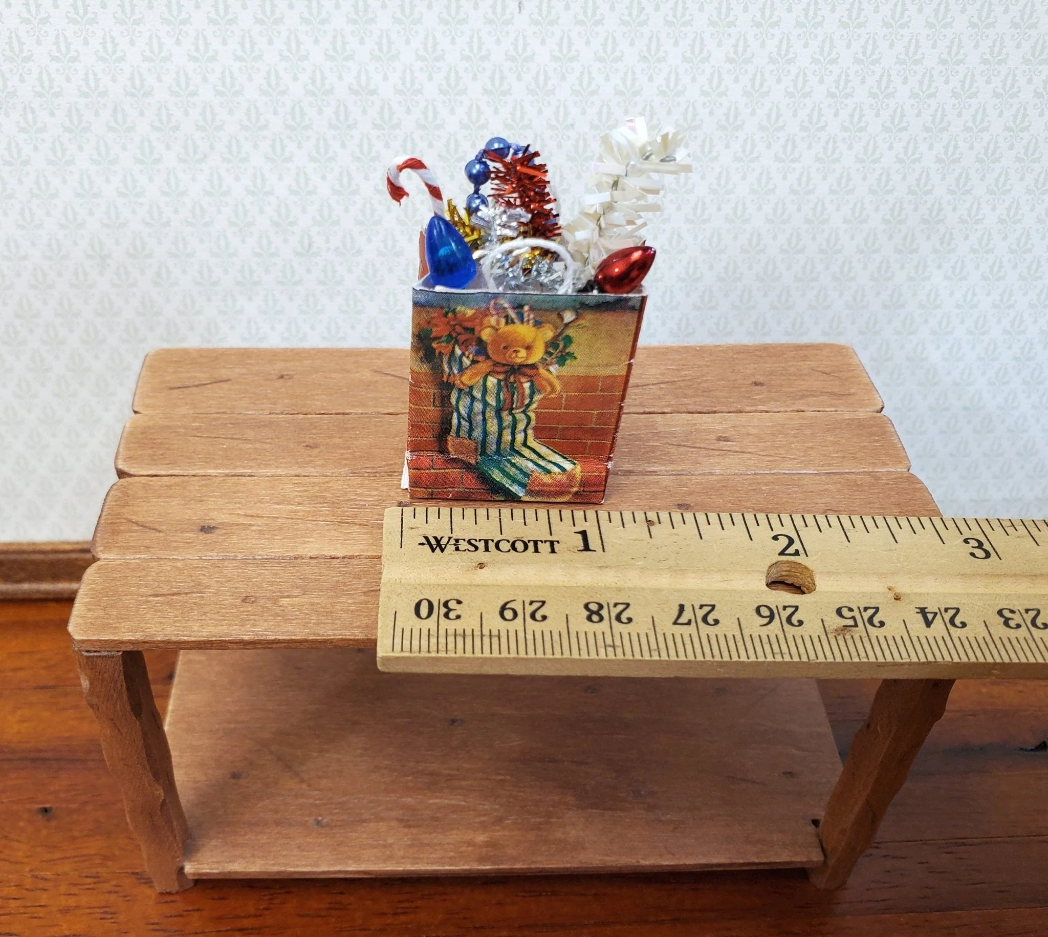 Dollhouse Christmas Holiday Shopping Bag Teddy Bear 1:12 Scale Miniature Accessories - Image 5