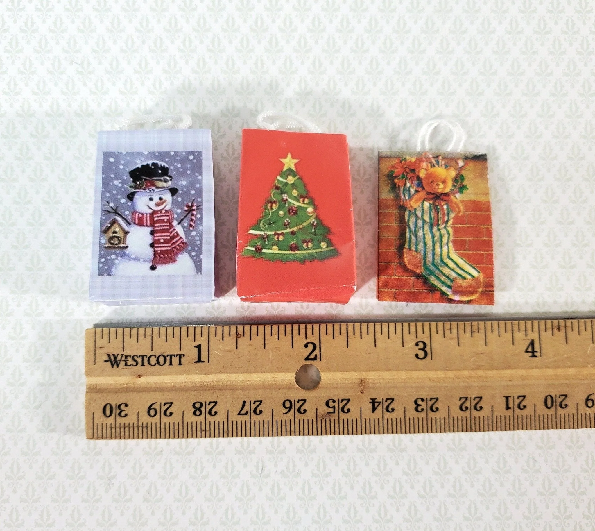 Dollhouse Christmas Holiday Shopping Bags x3 1:12 Scale Miniature Accessories - Image 2